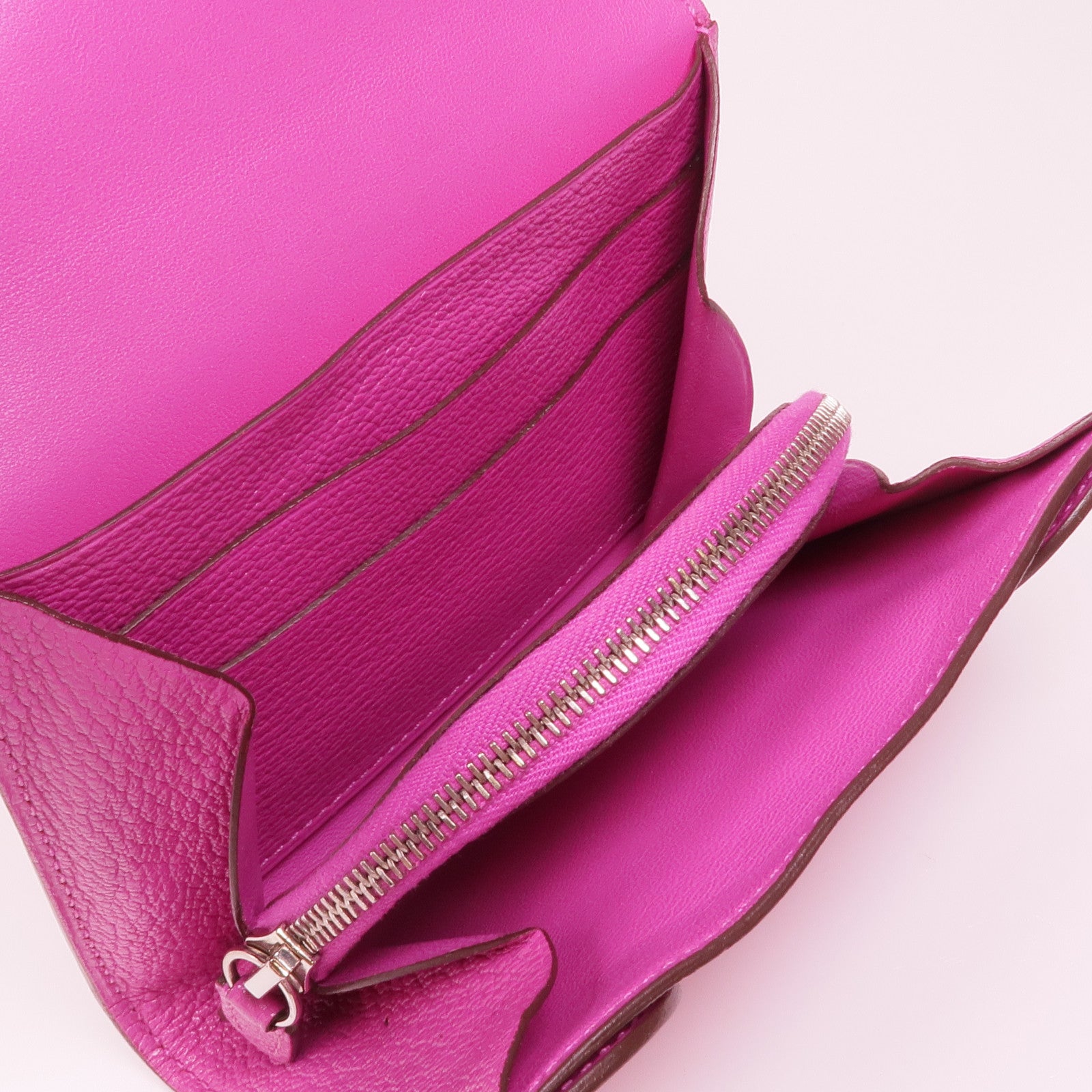 HERMES Chevre皮革Nevelle Petite Marco銀扣錢包