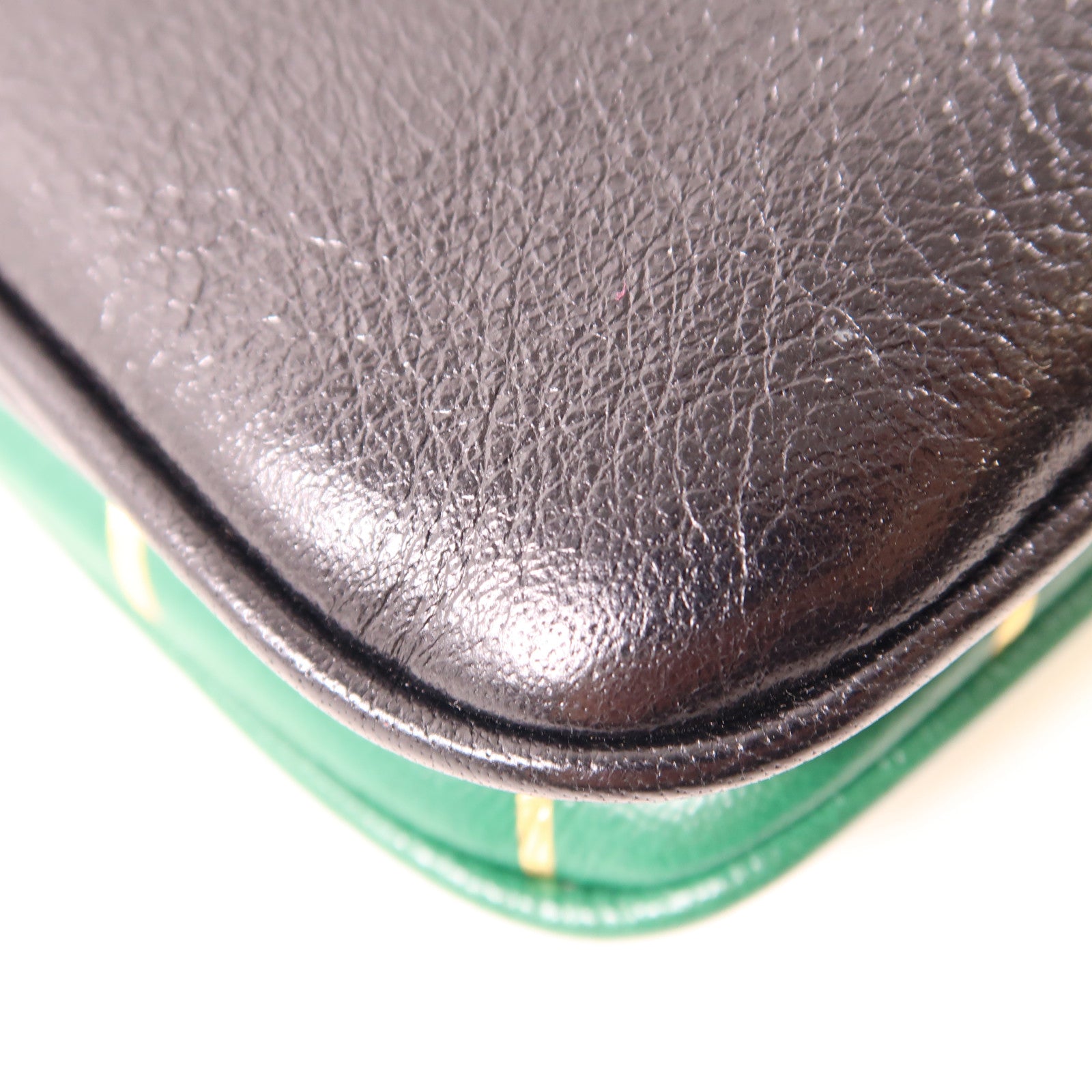 GUCCI GG GHW Thiara Medium 2Way Shoulder Bag Leather Black Green 524822