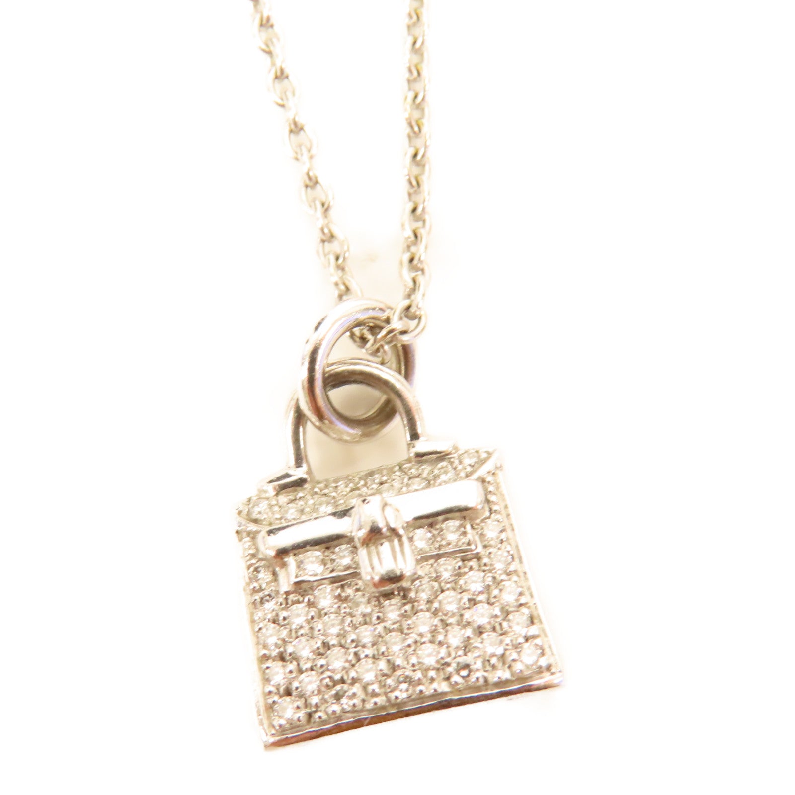 HERMES 18K白金Amulettes H Kelly項鍊銀色