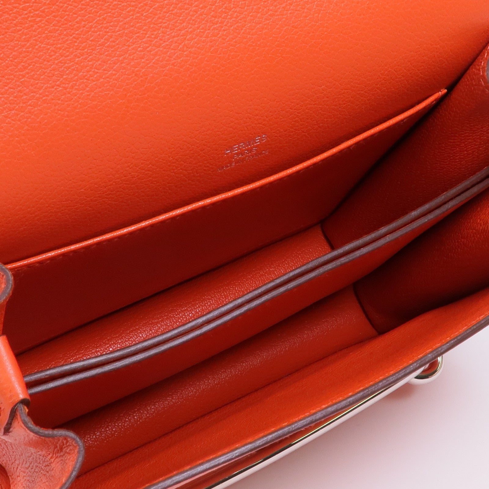 HERMES Evercolor皮革Roulis Mini銀扣肩背袋Capucine/Terre Battu