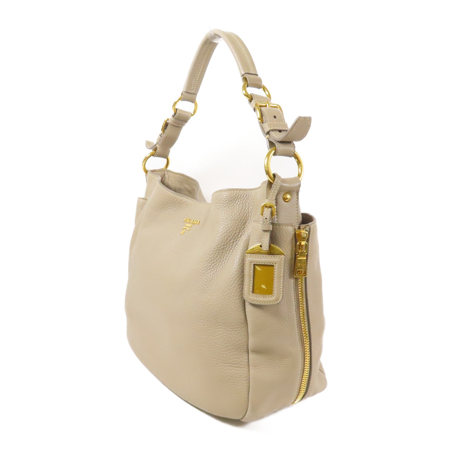 PRADA 皮革Vittelo Daino金扣肩背袋