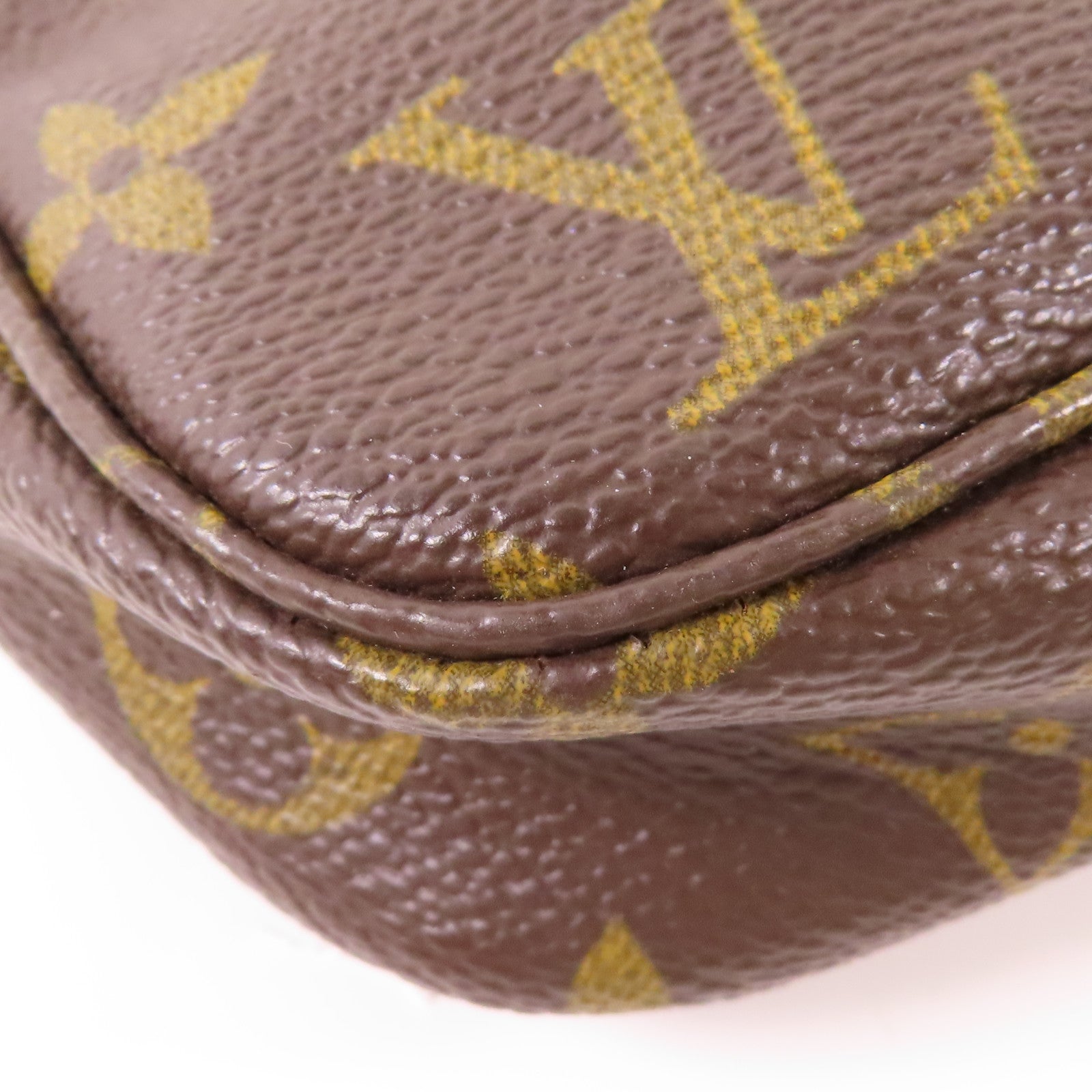 LOUIS VUITTON Monogram Pochette Accessoires金扣手拿包棕色