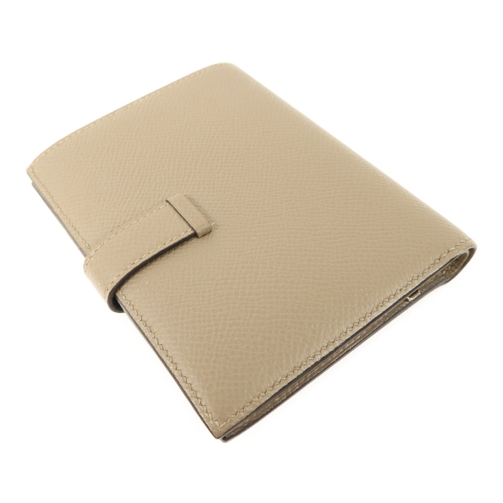 HERMES Epsom皮革Bearn Compact Wallet銀扣錢包Gris Asphalte