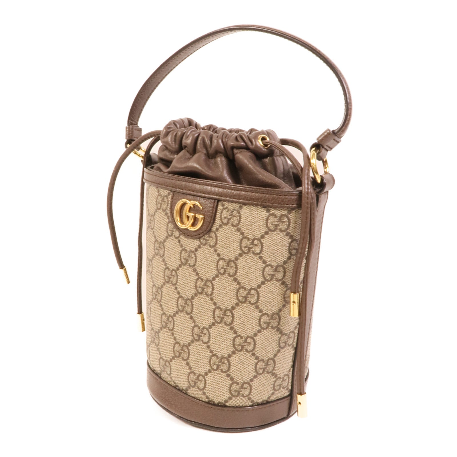GUCCI 塗層帆布GG Superme Basket Mini手挽肩背兩用袋