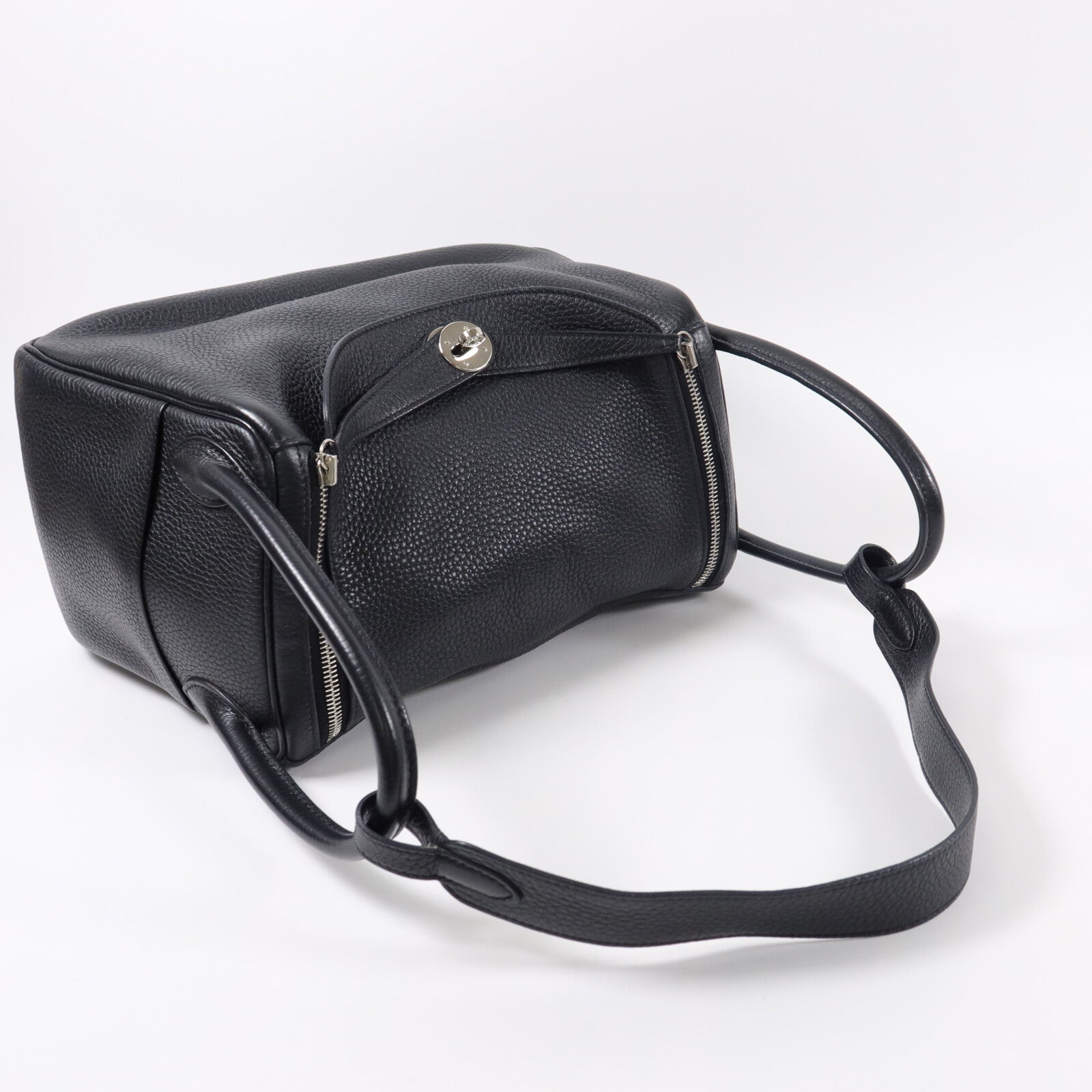 HERMES Clemence皮革Lindy 30手挽肩背兩用袋Noir