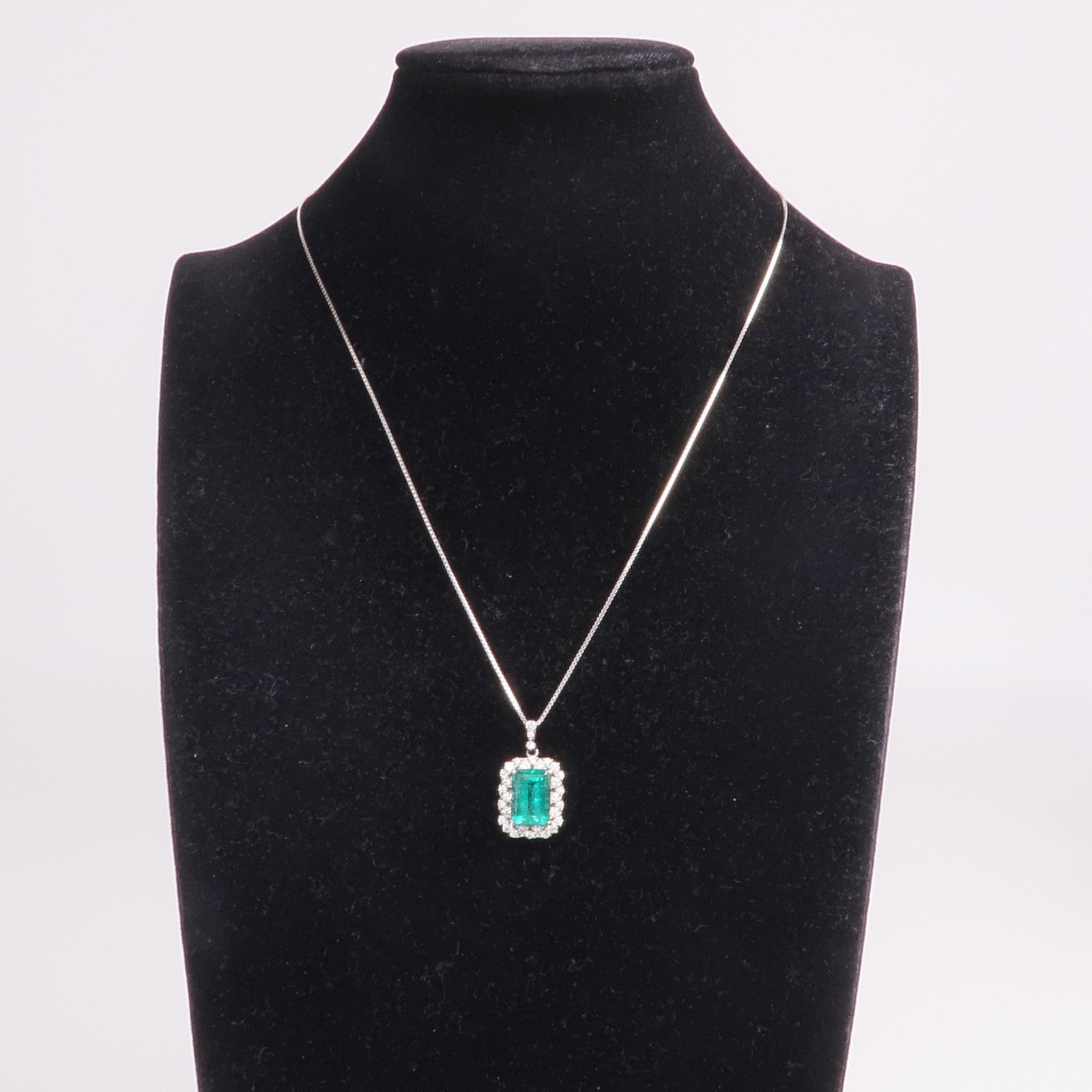 JEWELRY PT950/PT850鉑金Emerald Diamond Necklace綠寶石/鑽石項鍊