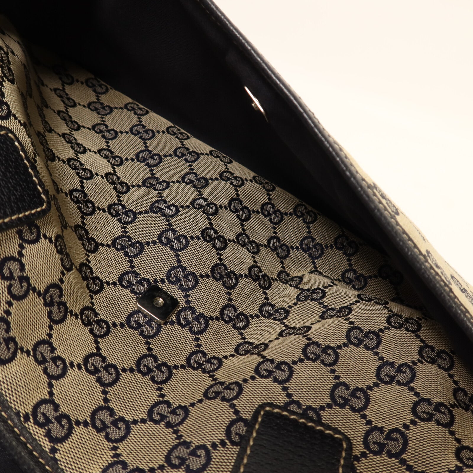 GUCCI 帆布Tote Bag Medium銀扣手挽袋