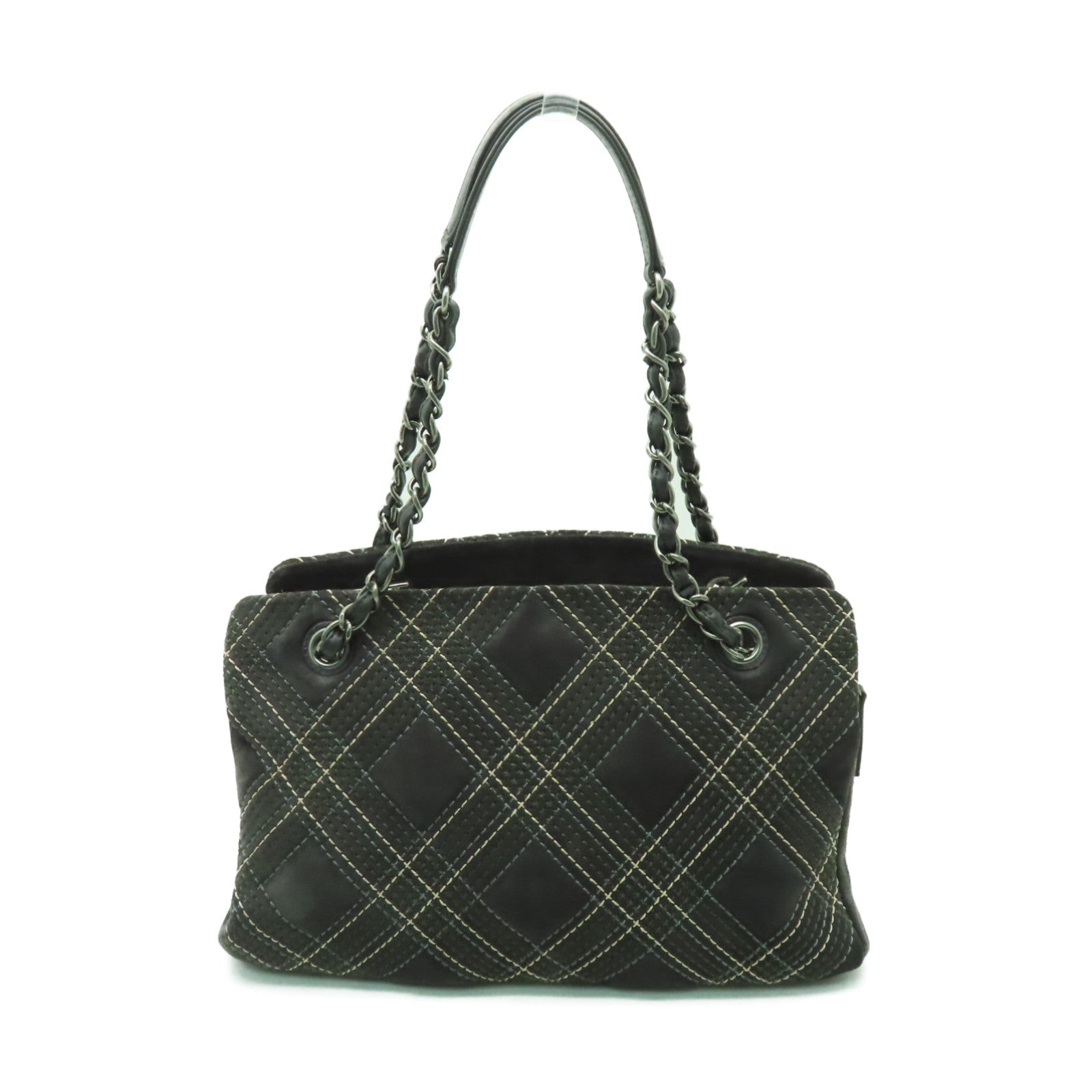 CHANEL 【清倉大減價】麂皮皮革Chain Shoulder Bag銀扣鏈帶肩背袋灰色