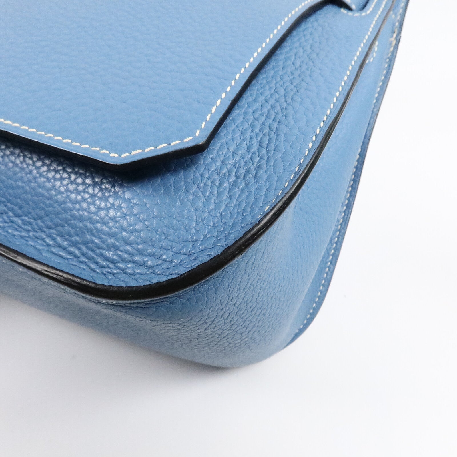 HERMES Togo皮革Jypsiere 28肩背袋Blue Jean