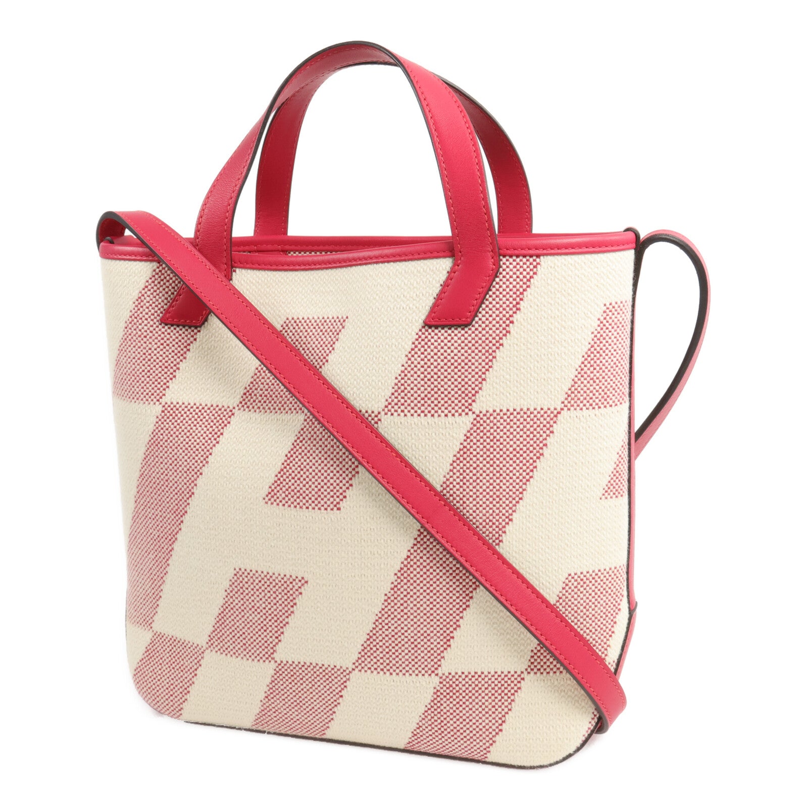 HERMES 帆布Cabas H En Biais 27手挽肩背兩用袋Framboise