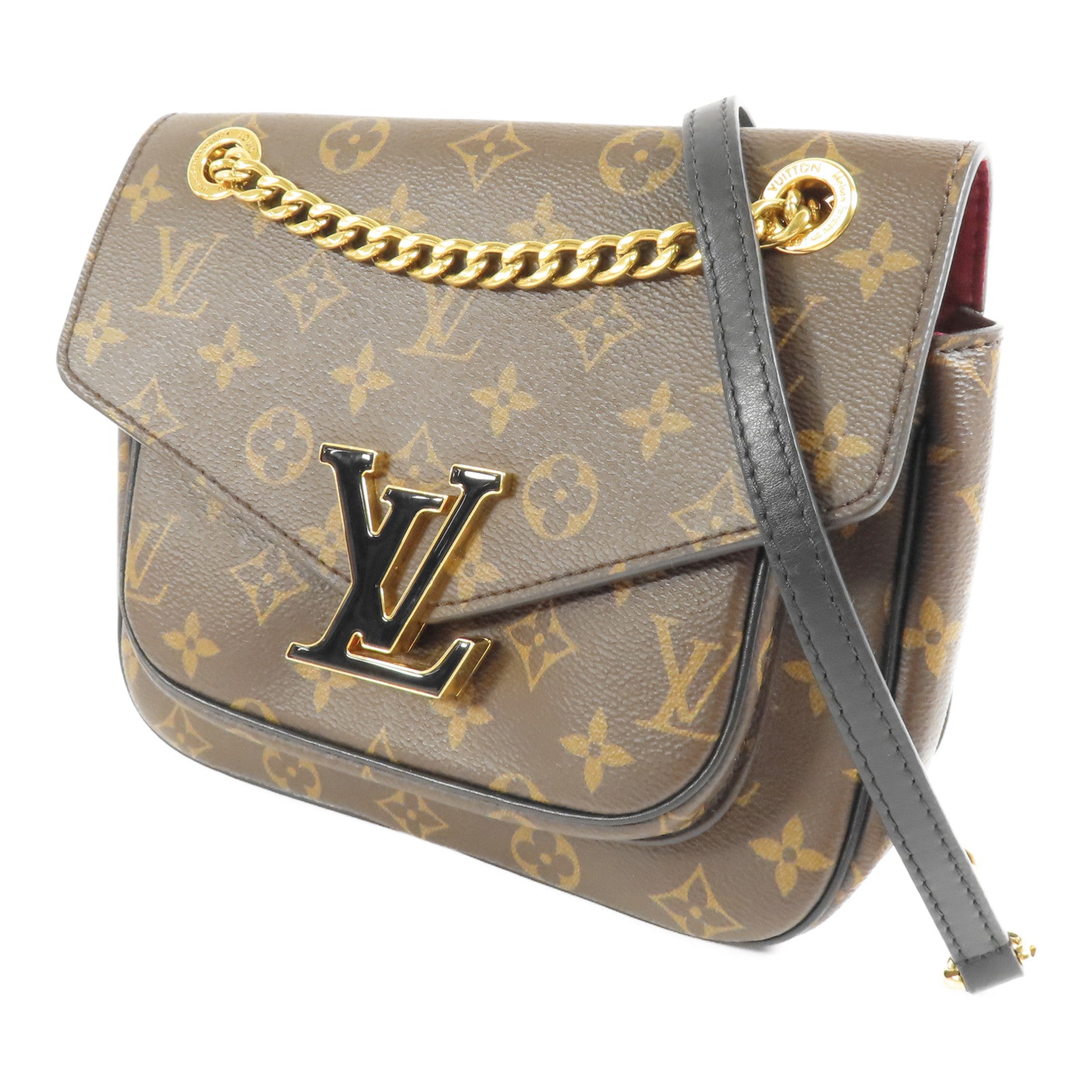 LOUIS VUITTON Monogram Passy金扣肩背袋棕色