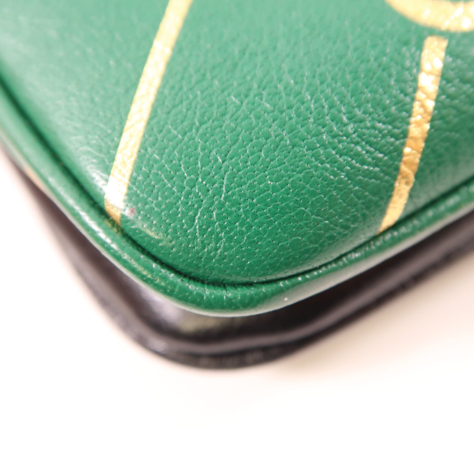 GUCCI GG GHW Thiara Medium 2Way Shoulder Bag Leather Black Green 524822