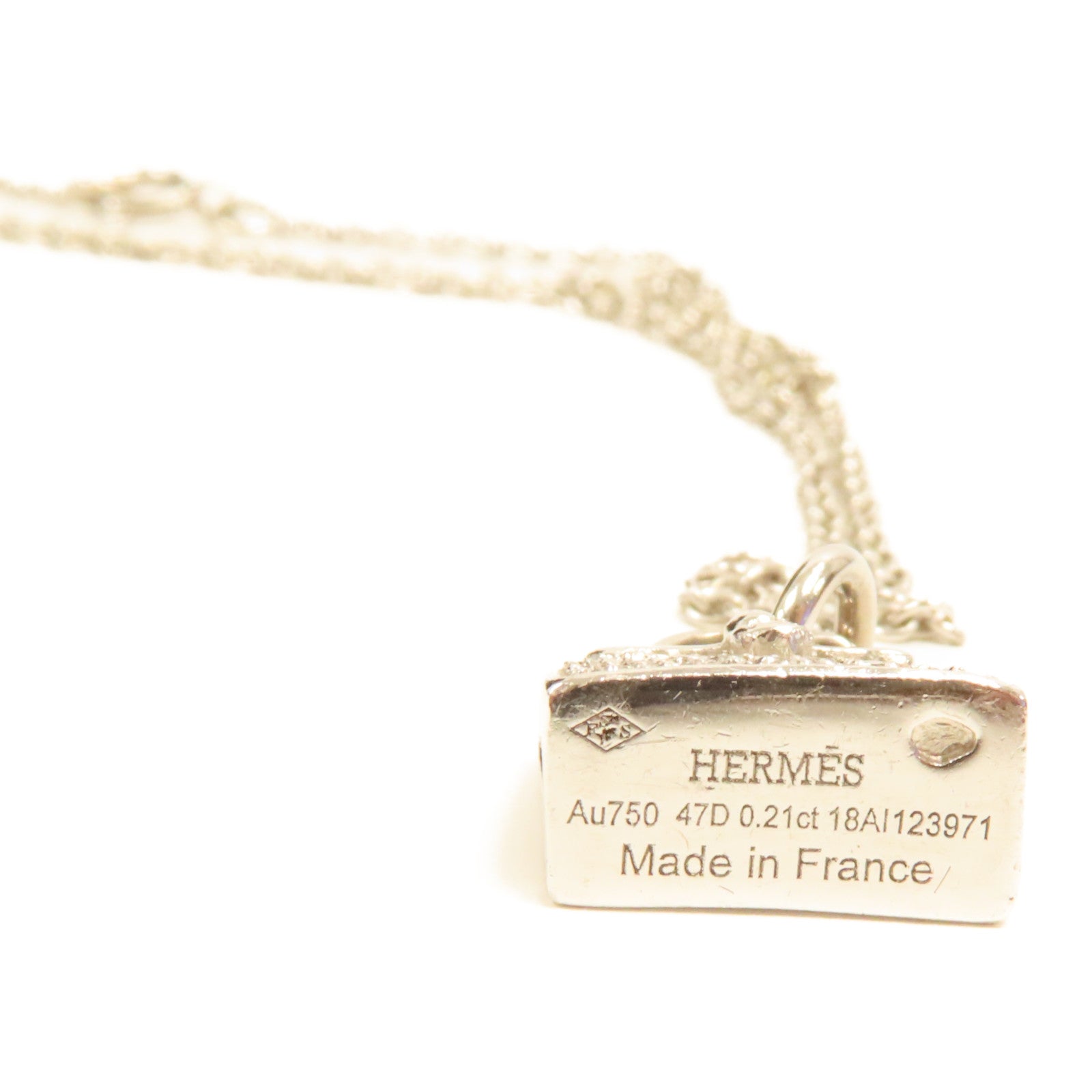 HERMES 18K白金Amulettes H Kelly項鍊銀色