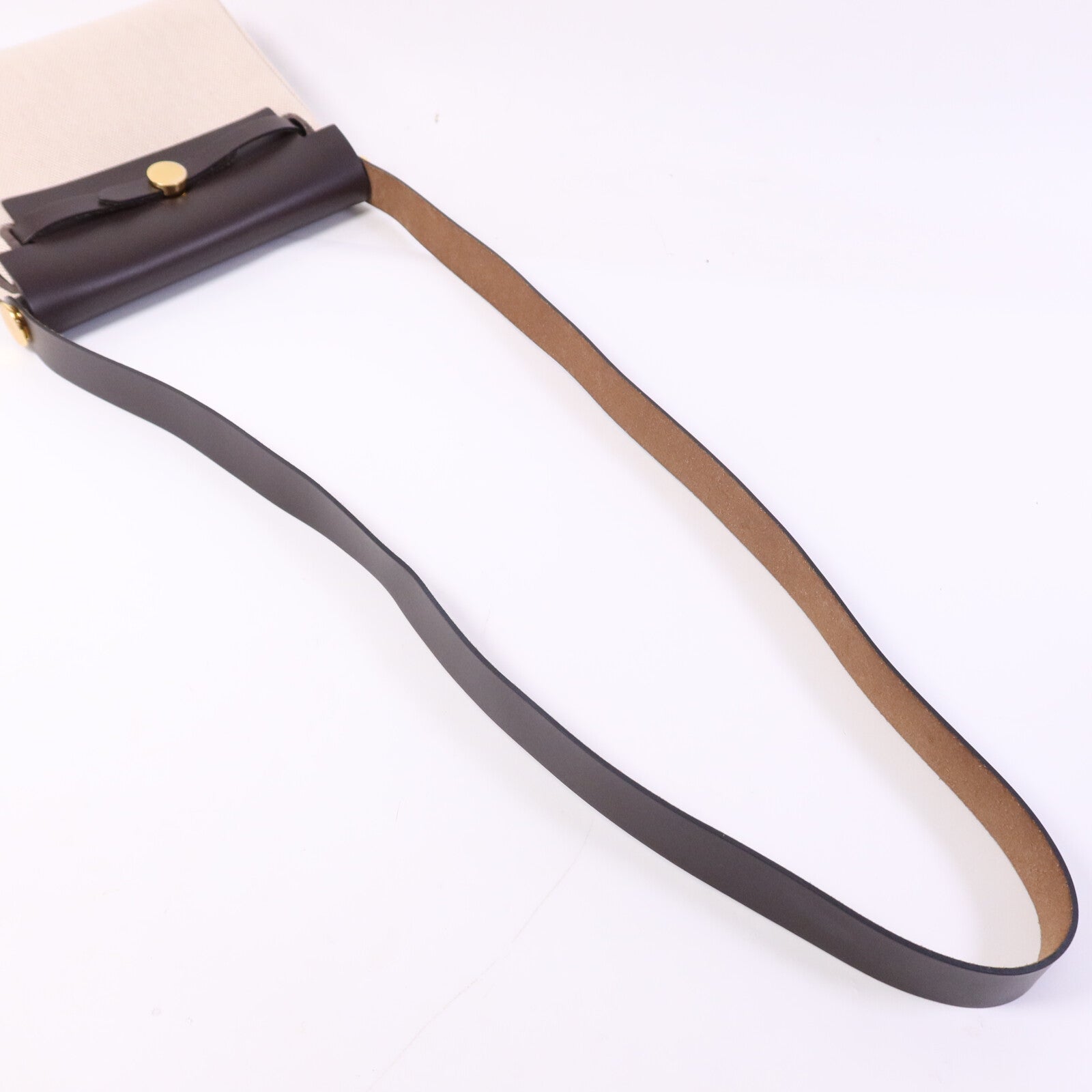 HERMES 帆布/Hunter皮革Mini Herbag金扣肩背袋Chocolat