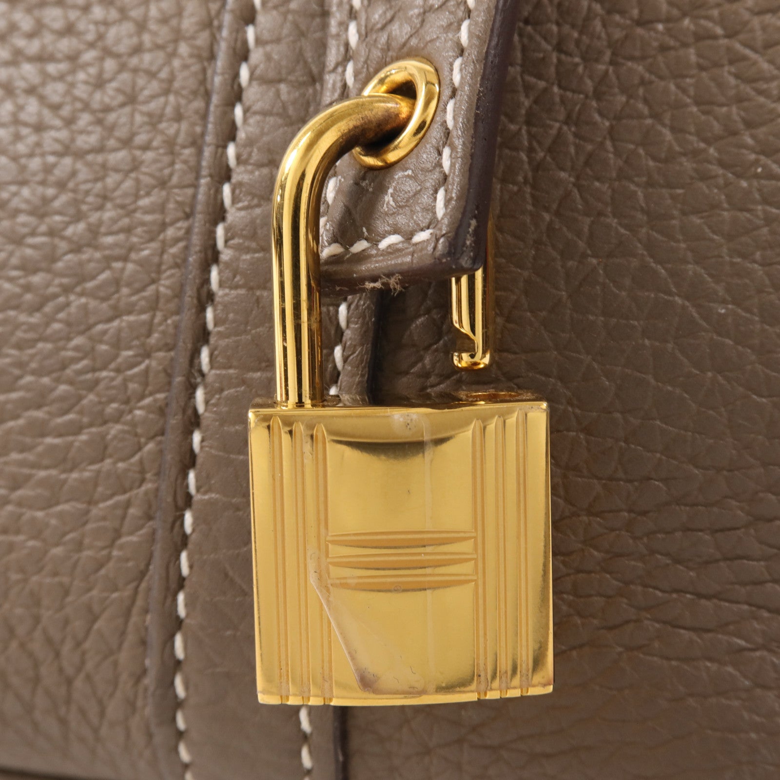 HERMES Clemence皮革Picotin PM金扣手挽袋Etoupe