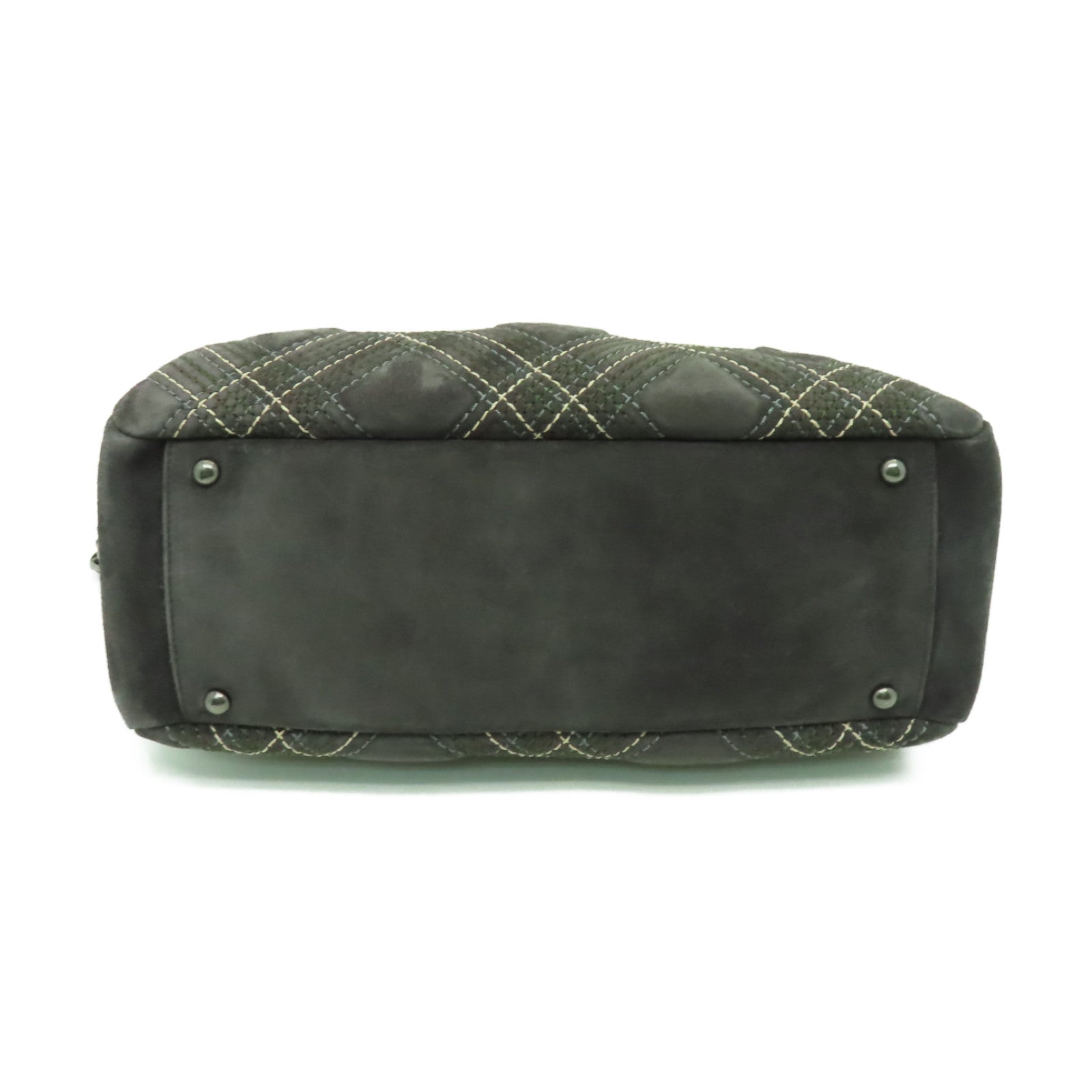 CHANEL 【清倉大減價】麂皮皮革Chain Shoulder Bag銀扣鏈帶肩背袋灰色