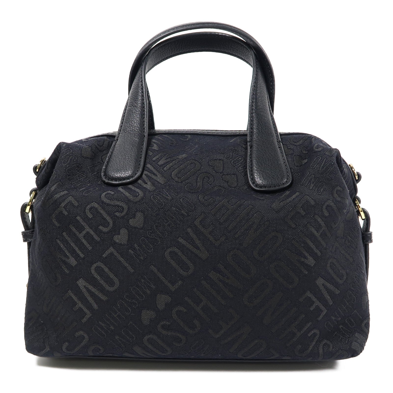MOSCHINO 帆布2 Way Bag金扣手挽肩背兩用袋黑色
