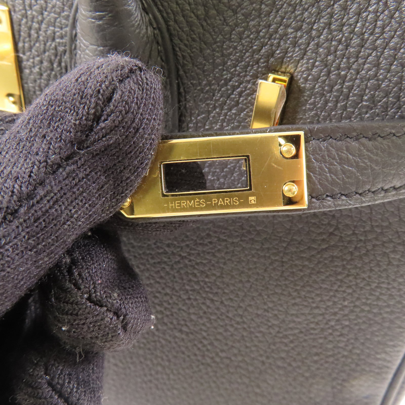 HERMES 【激減優惠】Togo皮革Birkin 25金扣手挽袋Noir