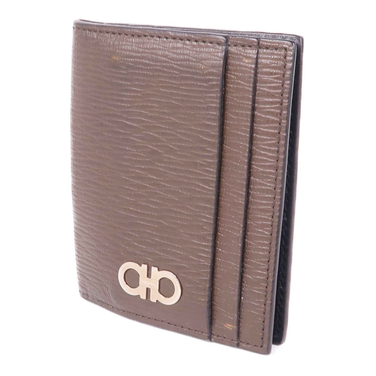 Salvatore Ferragamo 皮革Gancini Card Holder銀扣卡片套