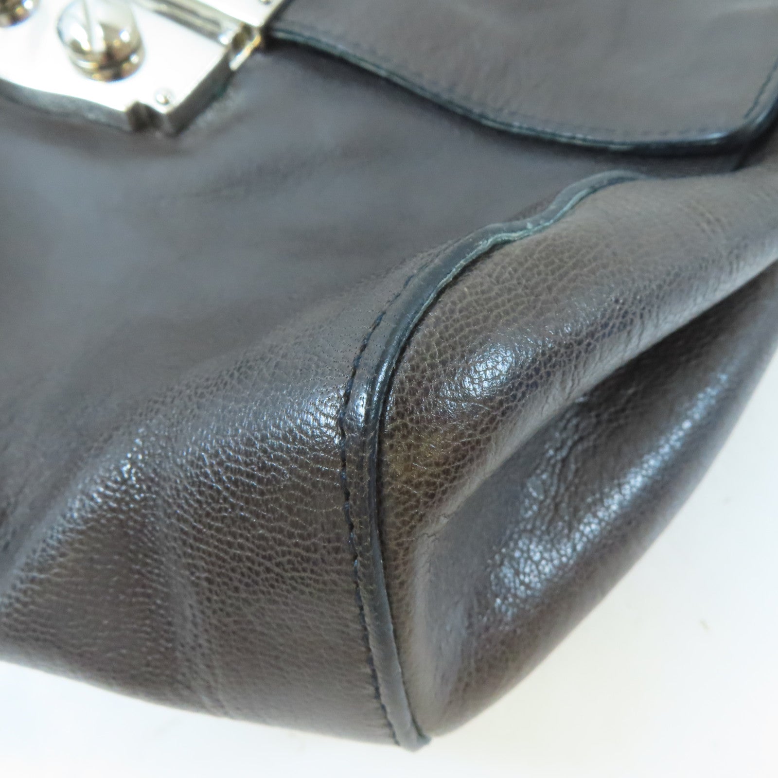 SAINT LAURENT 牛皮皮革Shoulder Bag銀扣鏈帶肩背袋啡色