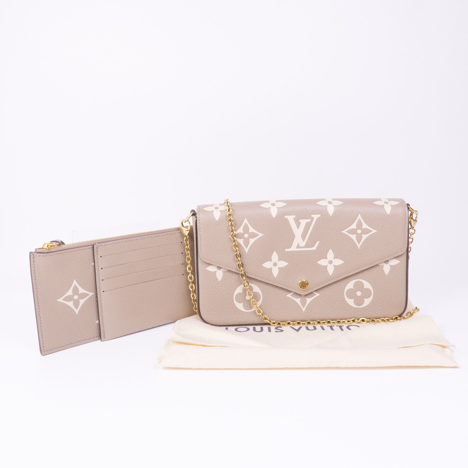 LOUIS VUITTON Monogram Empreinte Felicie Pochette金扣鏈帶肩背袋