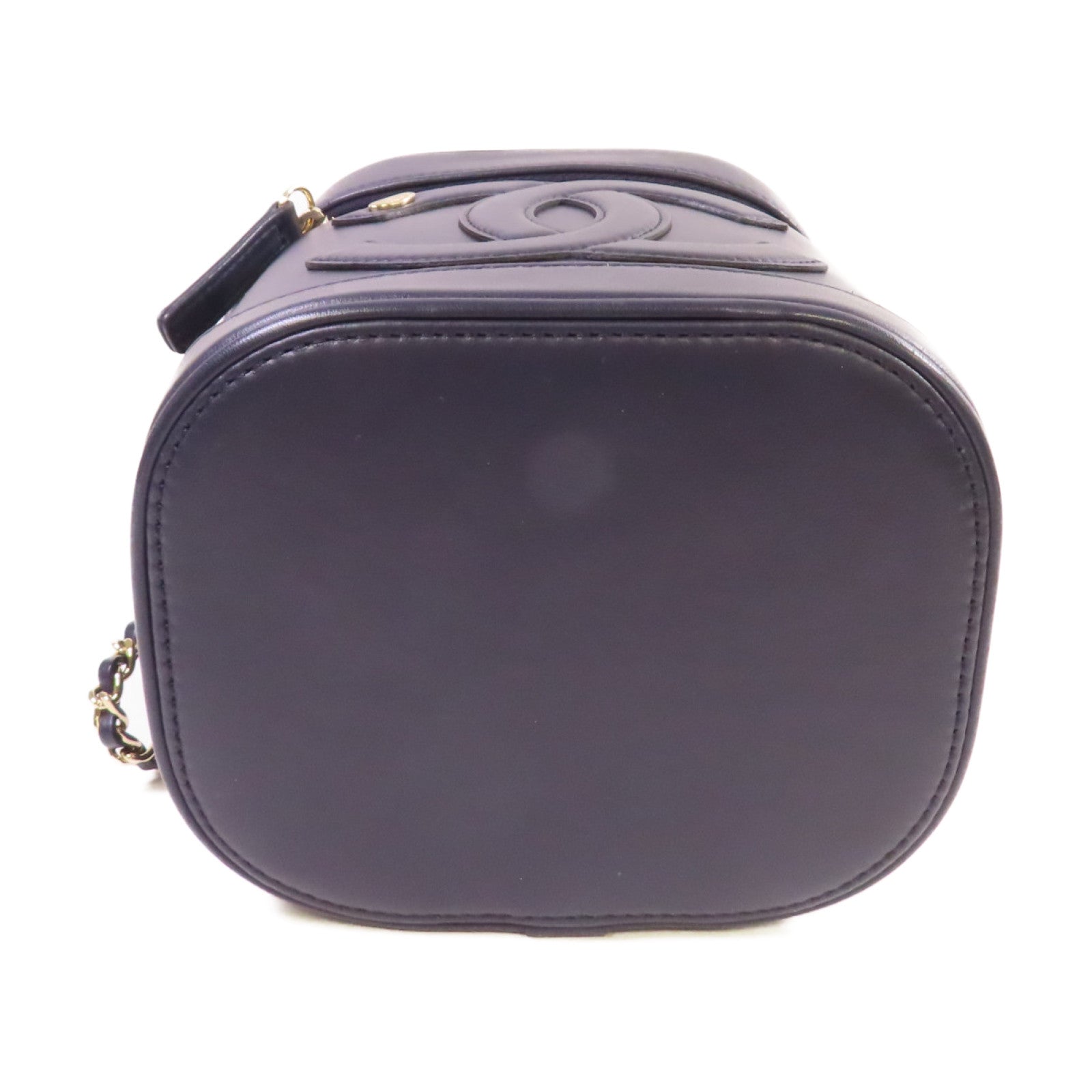 CHANEL 【激減優惠】羊皮皮革Vanity Case Chain Shoulder Bag鏈帶肩背袋深藍色