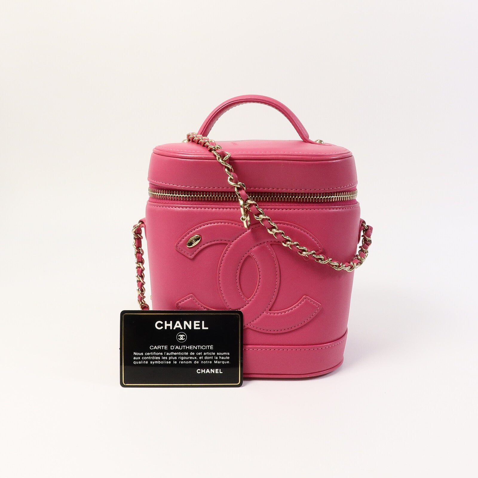 CHANEL 羊皮皮革Vanity Case鏈帶手挽肩背兩用袋