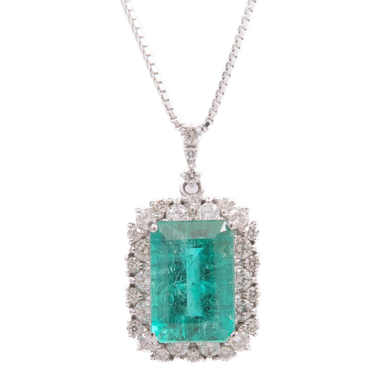 JEWELRY PT950/PT850鉑金Emerald Diamond Necklace綠寶石/鑽石項鍊