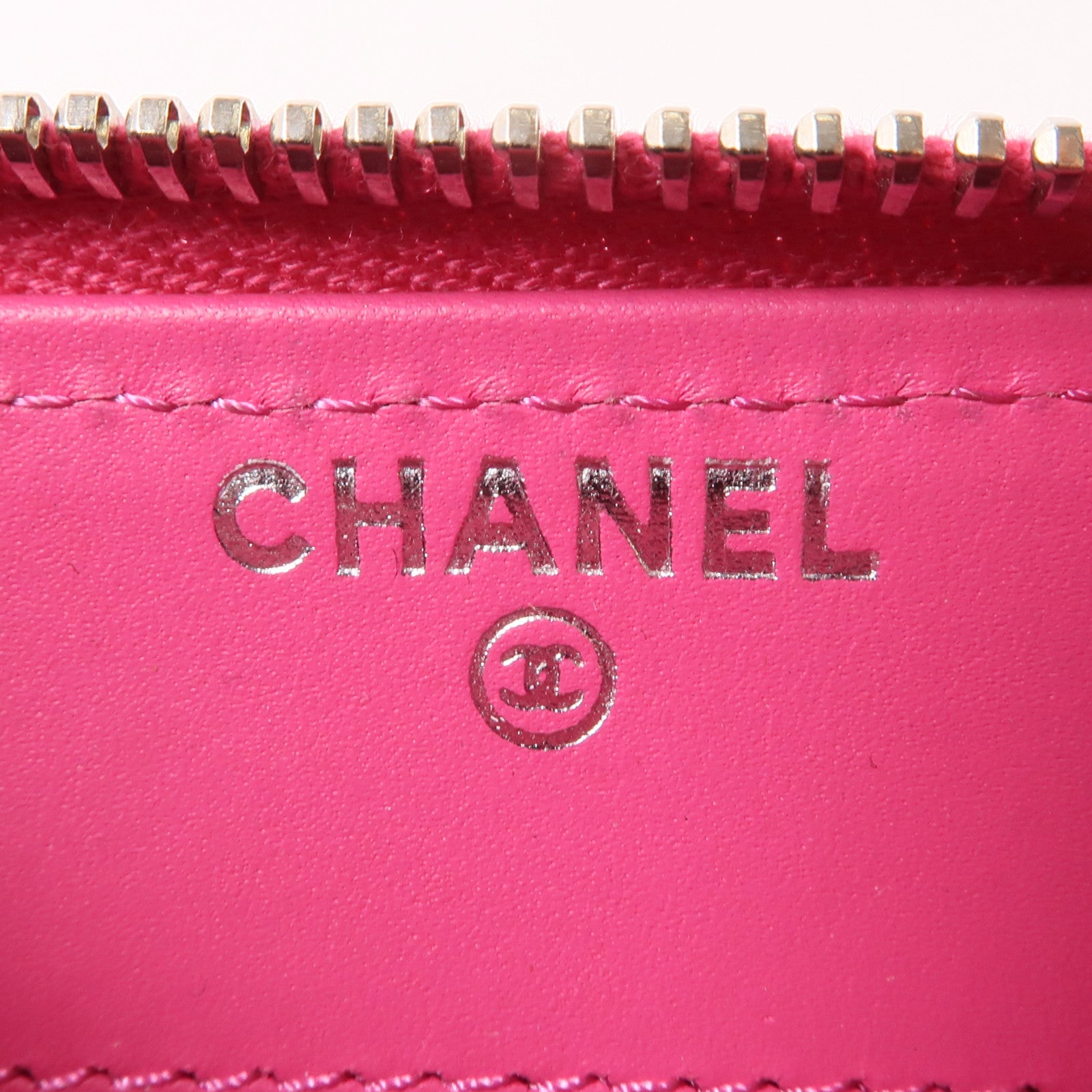 CHANEL 牛皮皮革Long Wallet銀扣長錢包粉紅色