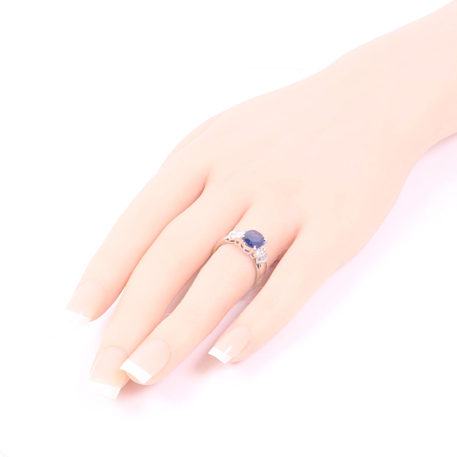 JEWELRY PT900鉑金Sapphire/Diamond Ring藍寶石/鑽石戒指US#7.5