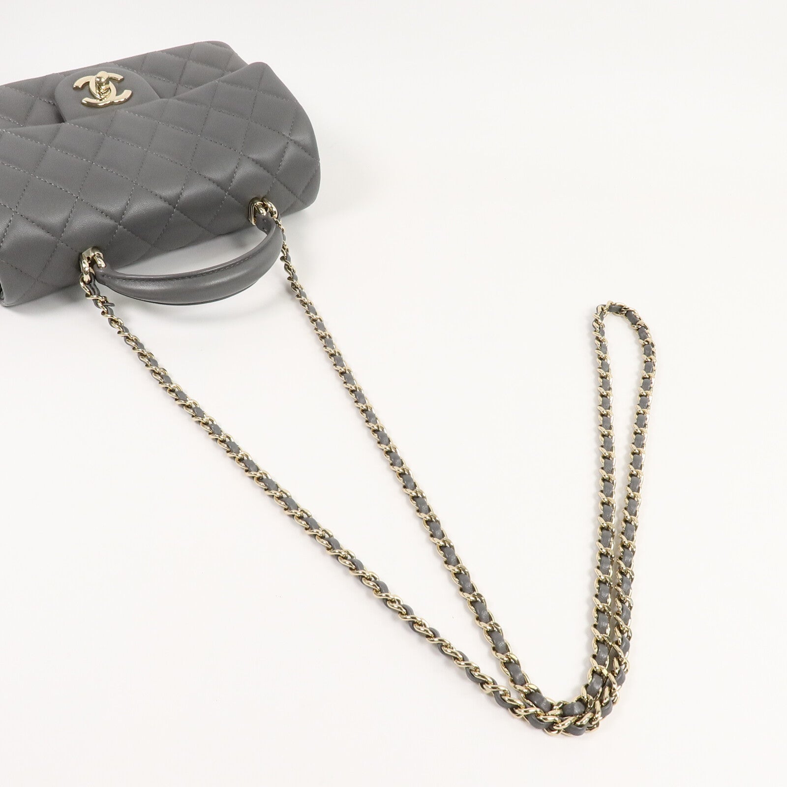CHANEL 羊皮皮革Mini Flap With手挽肩背兩用袋