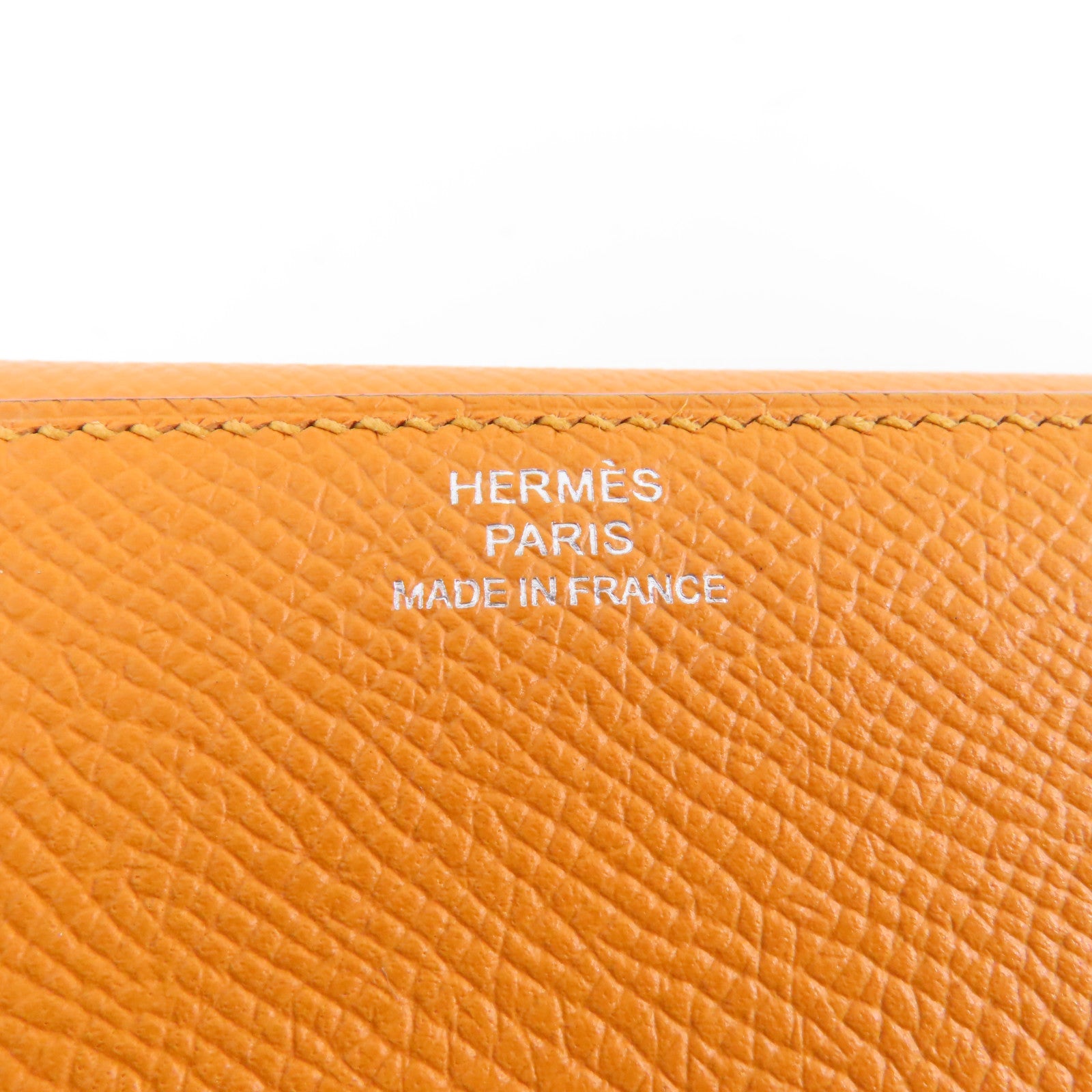 HERMES Epsom皮革Clic 12銀扣錢包Orange/橙色