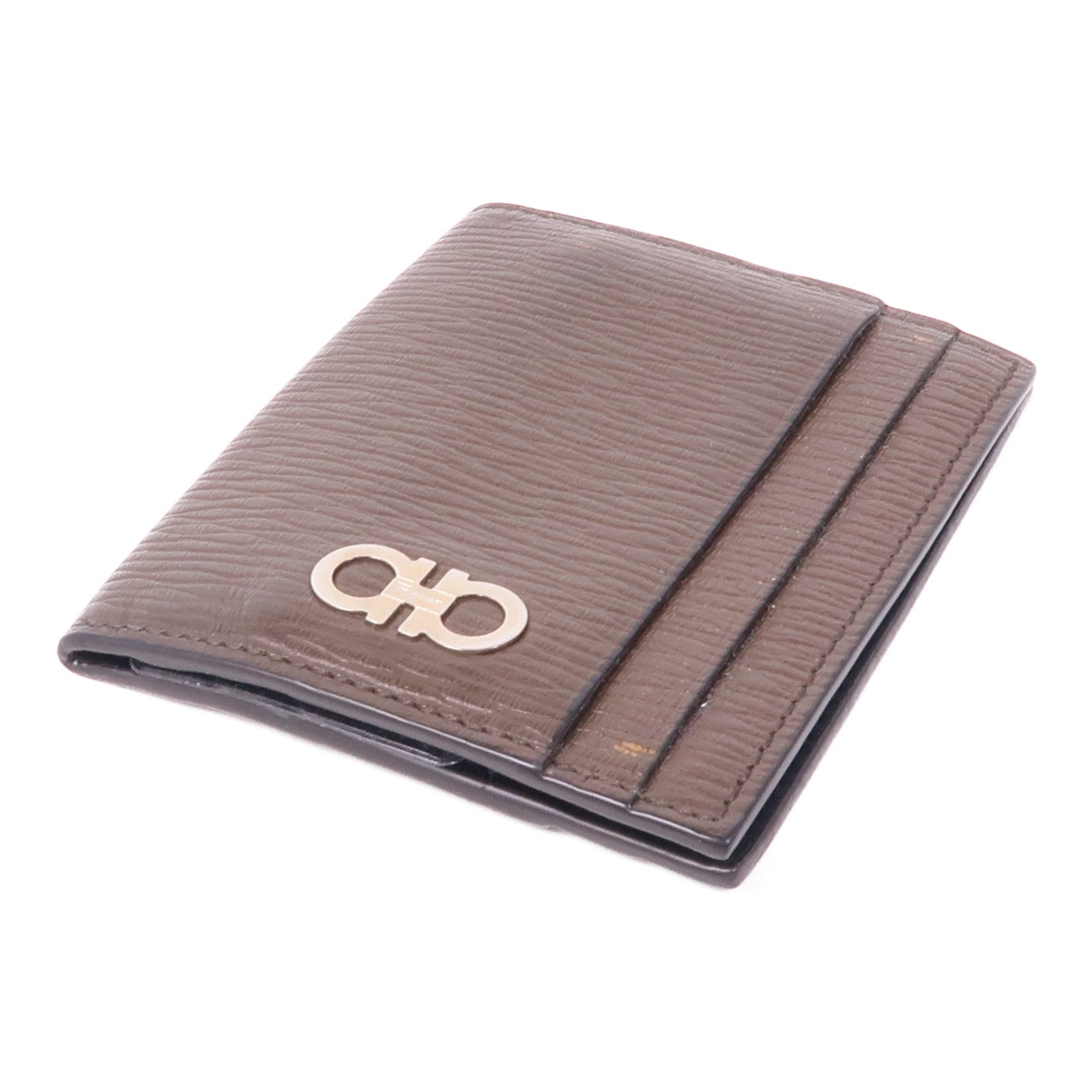 Salvatore Ferragamo 皮革Gancini Card Holder銀扣卡片套