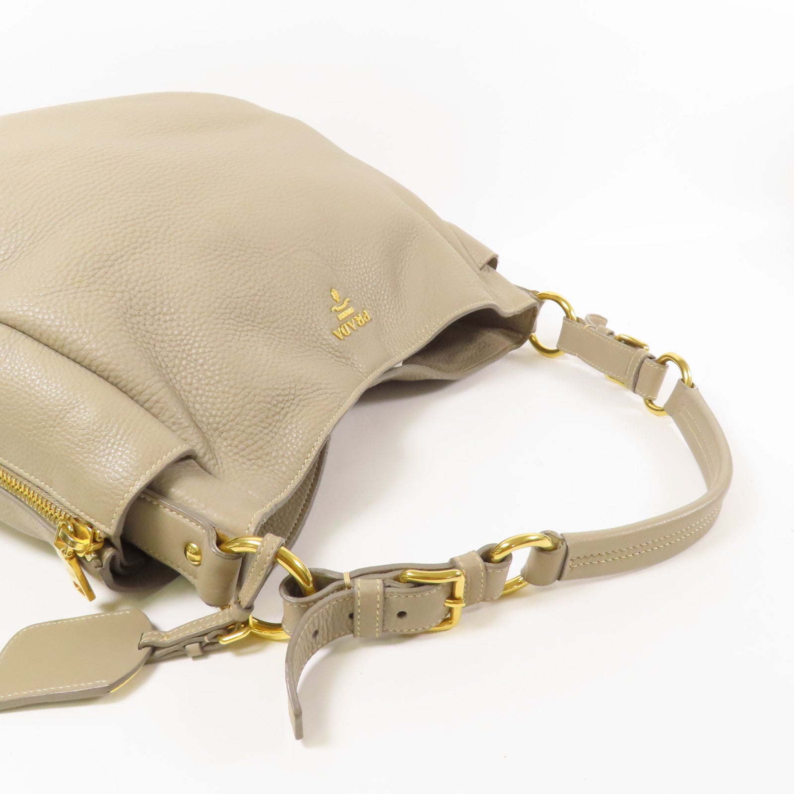 PRADA 皮革Vittelo Daino金扣肩背袋