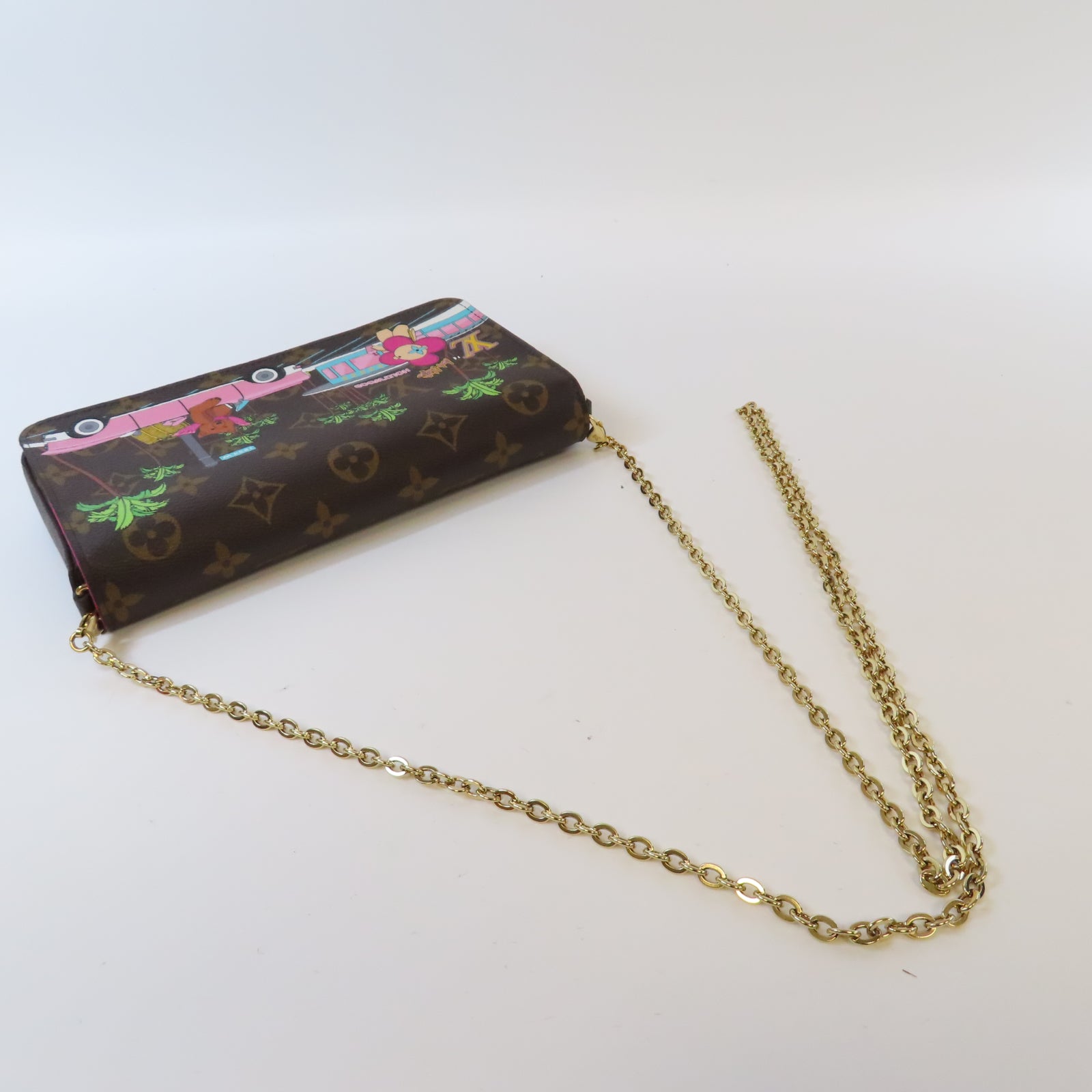 LOUIS VUITTON Monogram Felicie Pochette金扣鏈帶肩背袋啡色