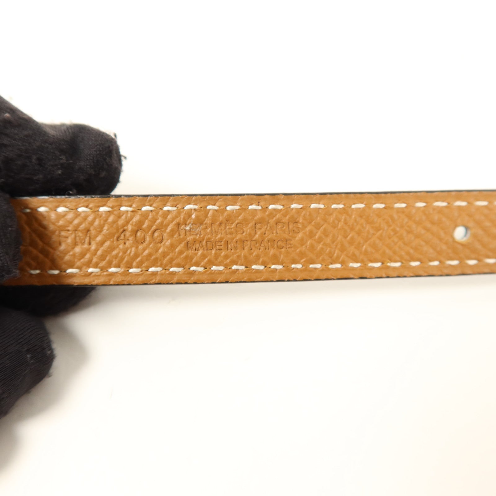 HERMES Swift/Epsom皮革Ancre Belt皮帶Noir/Gold