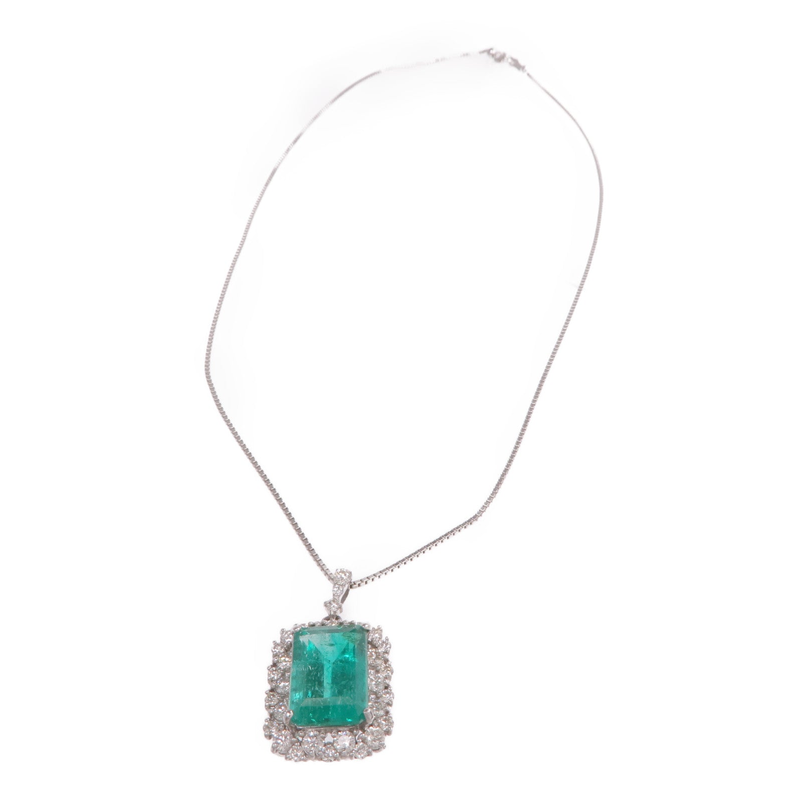 JEWELRY PT950/PT850鉑金Emerald Diamond Necklace綠寶石/鑽石項鍊