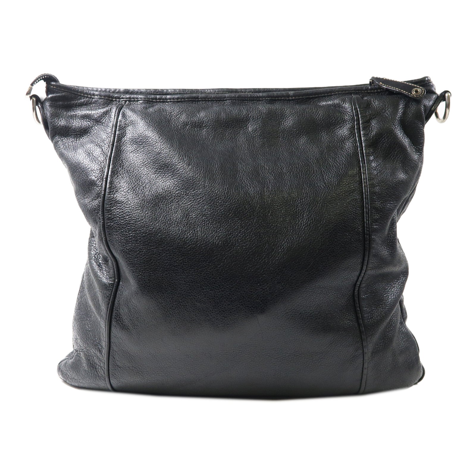 GUCCI 牛皮皮革Messenger Bag銀扣肩背袋黑色