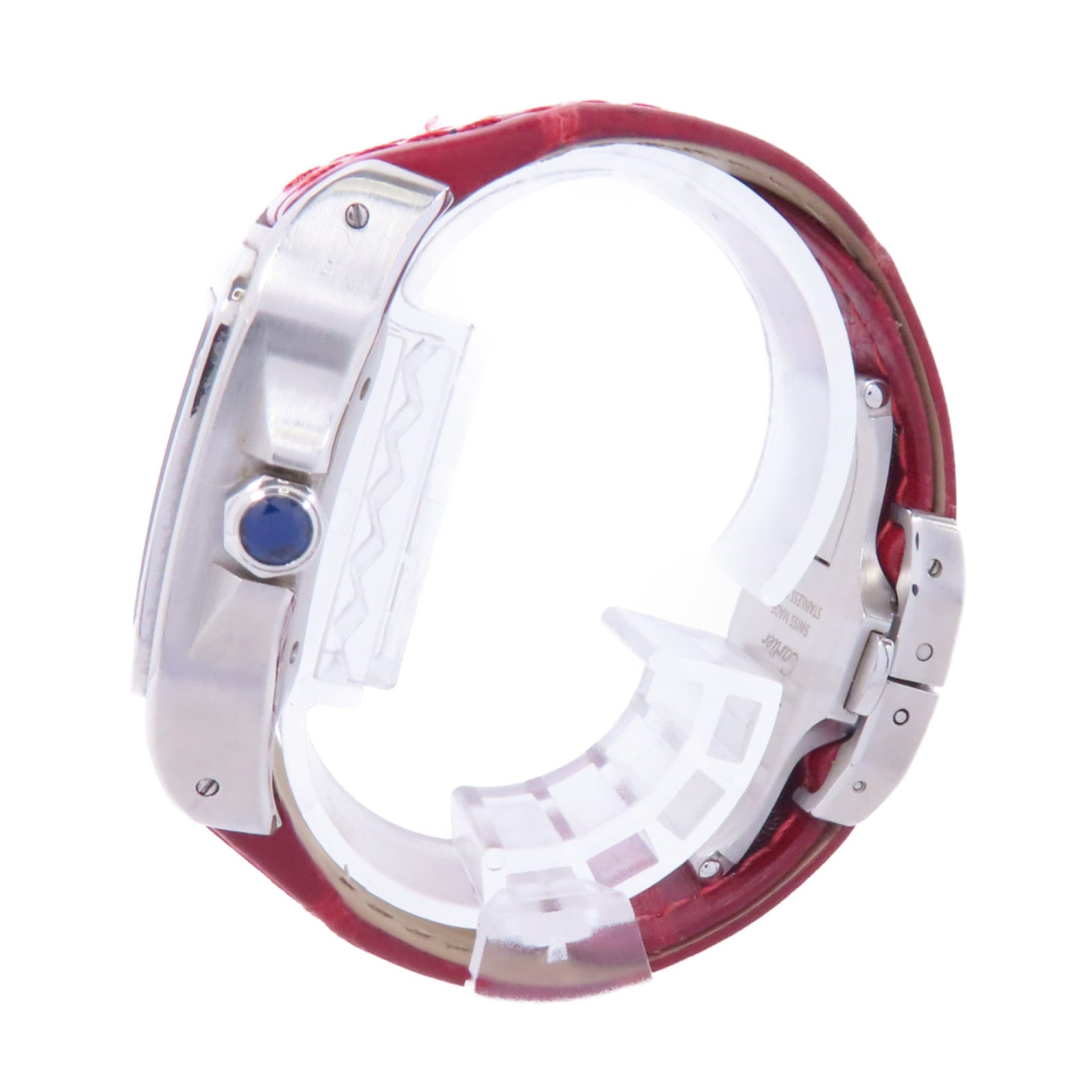CARTIER Santos 100不鏽鋼/皮革手錶自動機芯白色