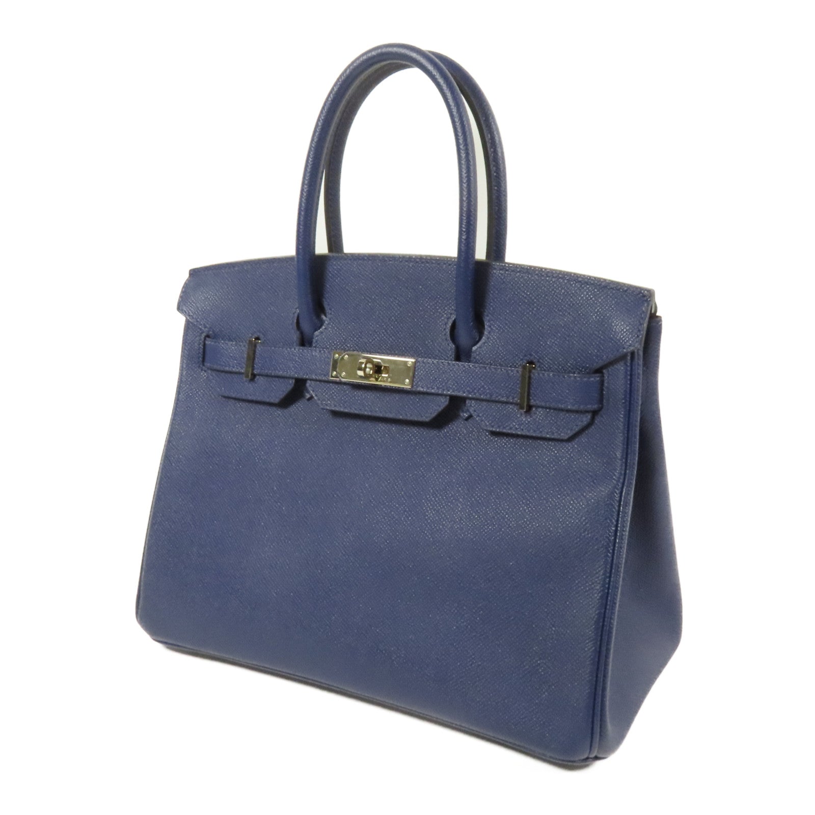 HERMES Epsom皮革Birkin 30銀扣手挽袋Bleu Saphir