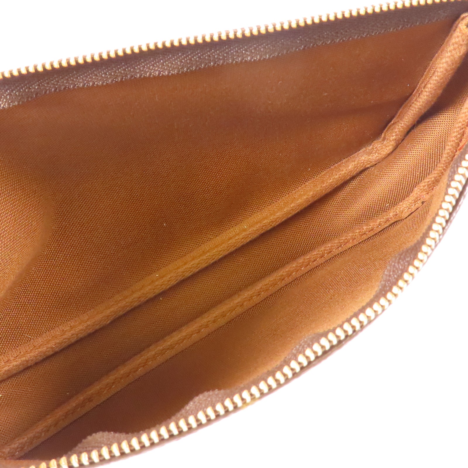 LOUIS VUITTON Monogram Pochette Accessoires金扣手拿包棕色