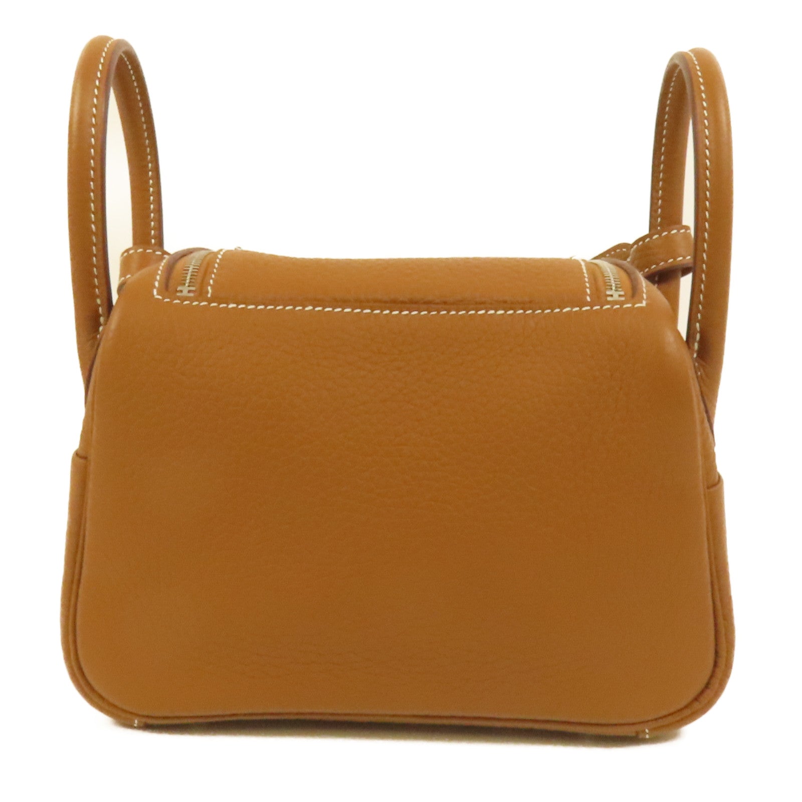 HERMES Clemence皮革Mini Lindy銀扣手挽肩背兩用袋Gold