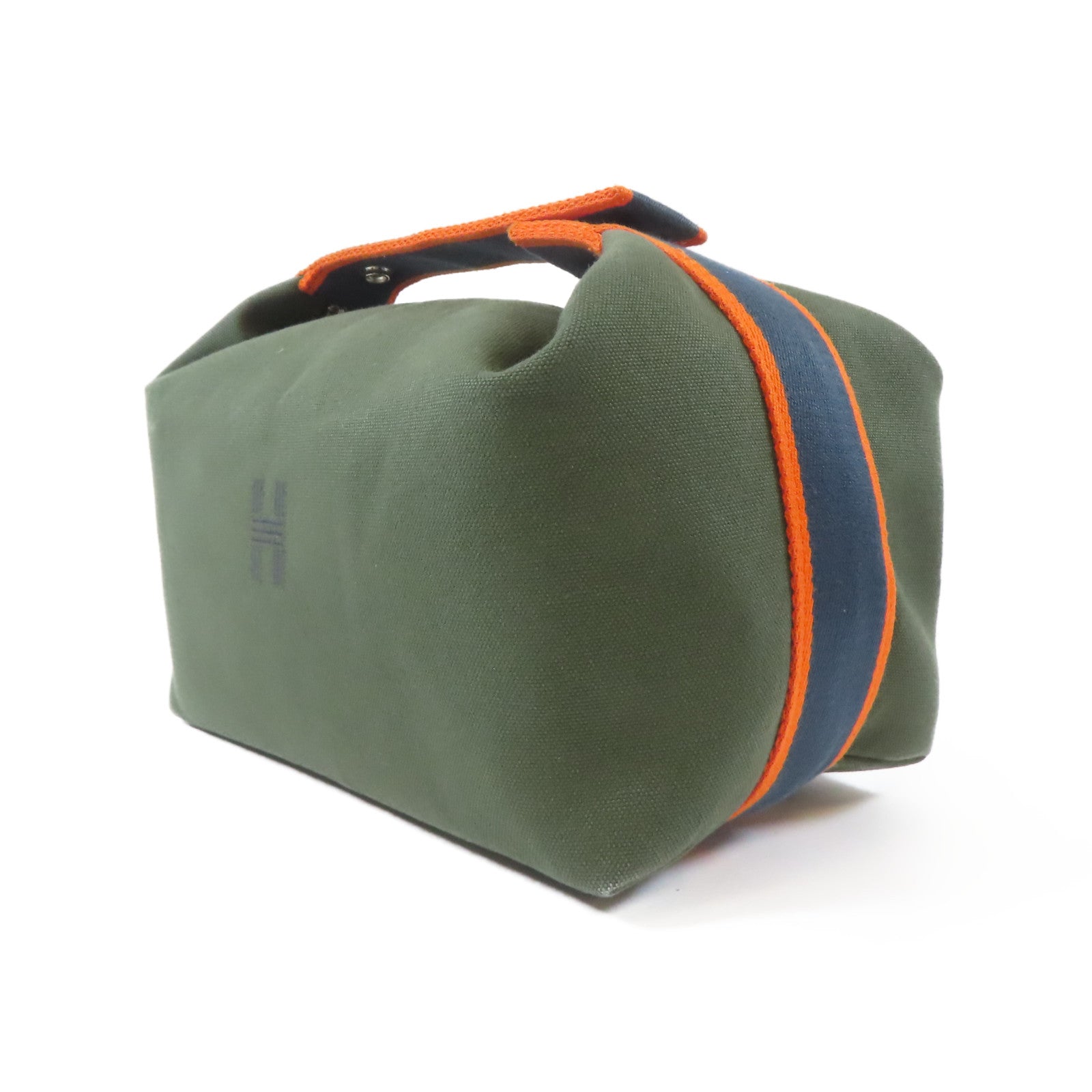 HERMES 帆布Bride-A-Brac Case銀扣手挽袋綠色