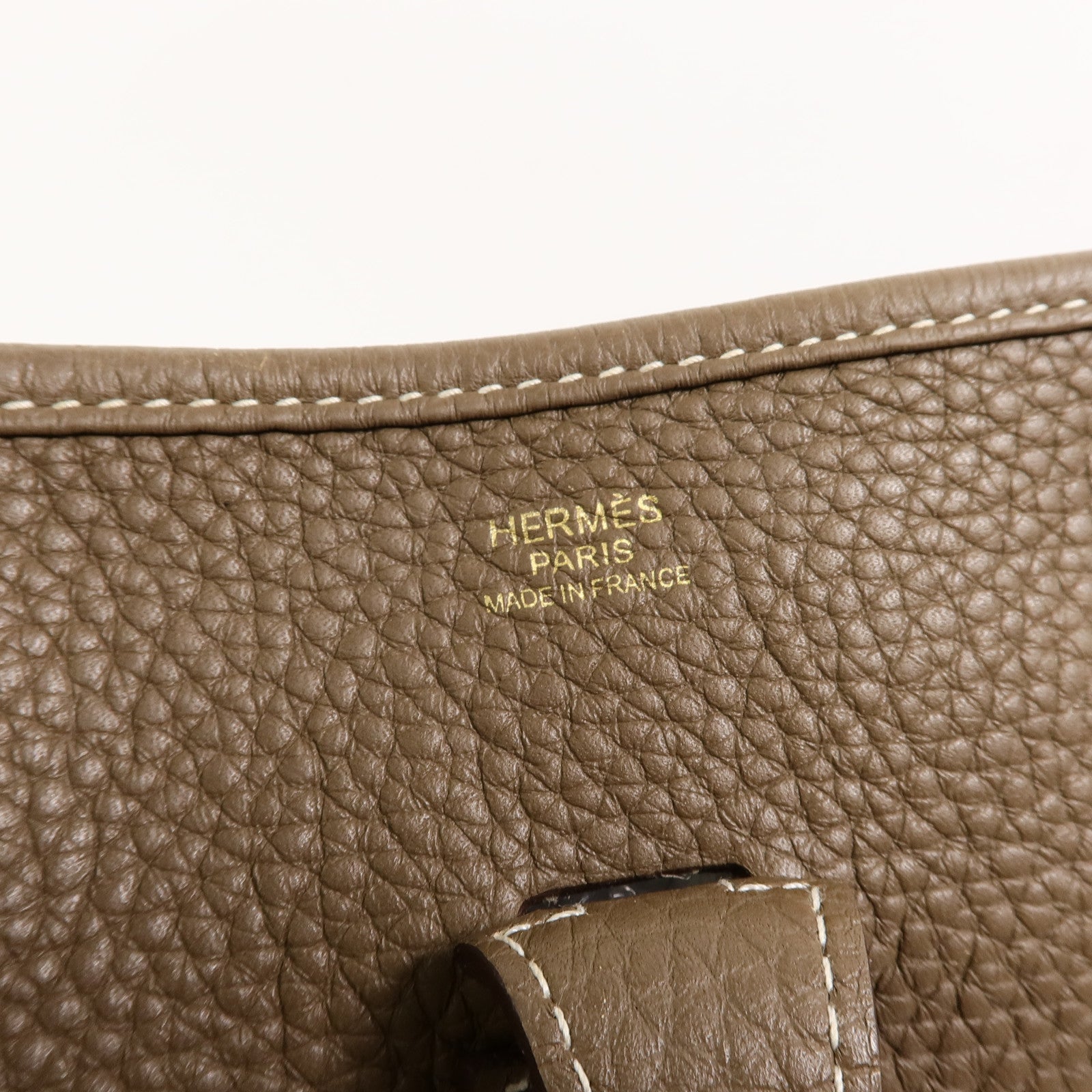 HERMES Clemence皮革Evelyne PM肩背袋Etoupe