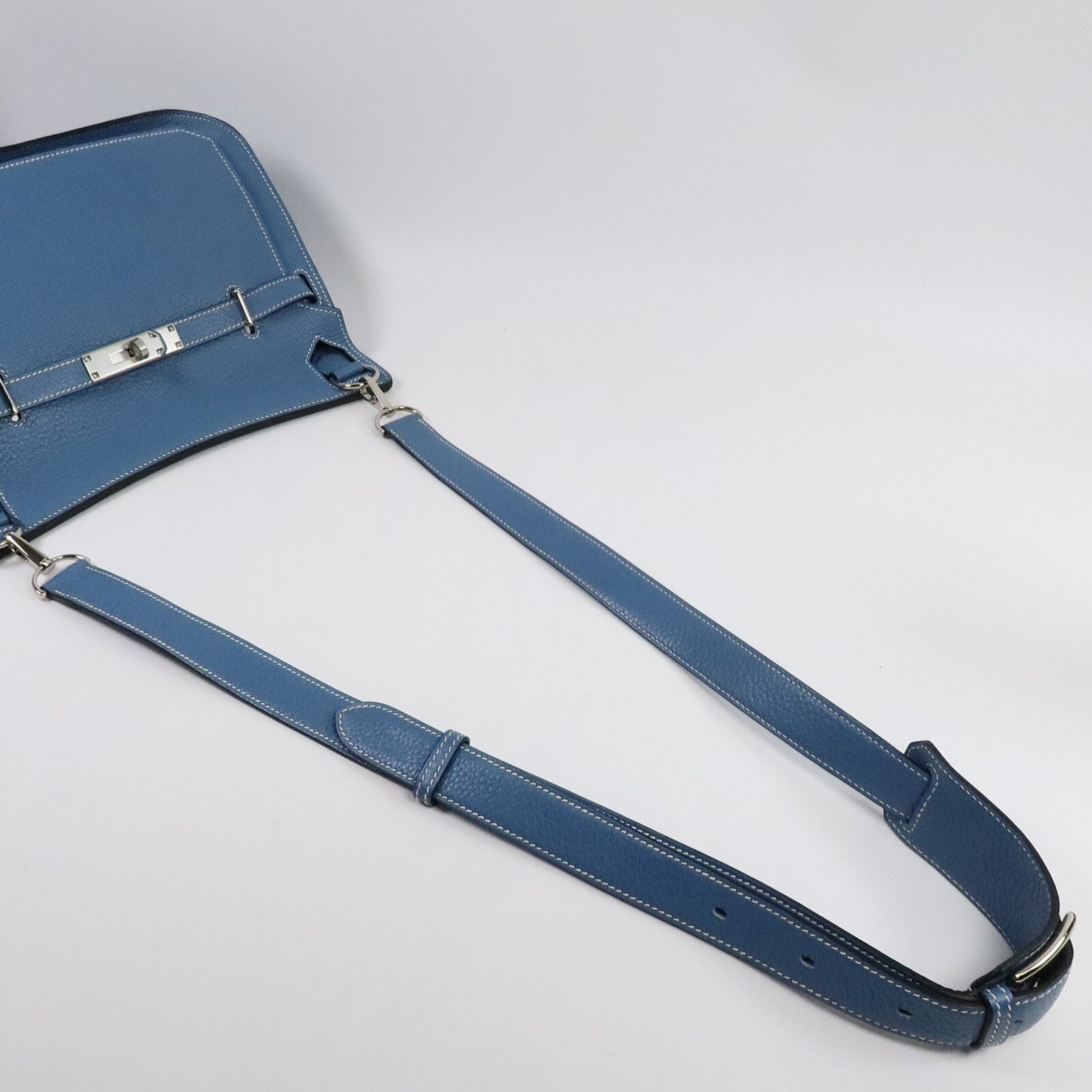 HERMES Togo皮革Jypsiere 28肩背袋Blue Jean