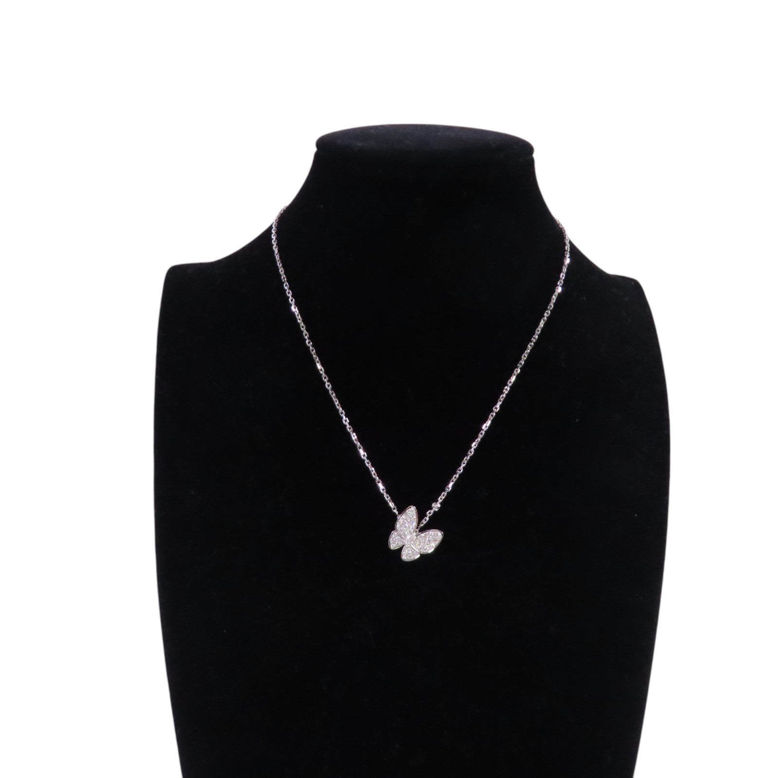Van Cleef & Arpels 18K白金/鑽石Two Butterfly Pendant Necklace銀扣項鏈
