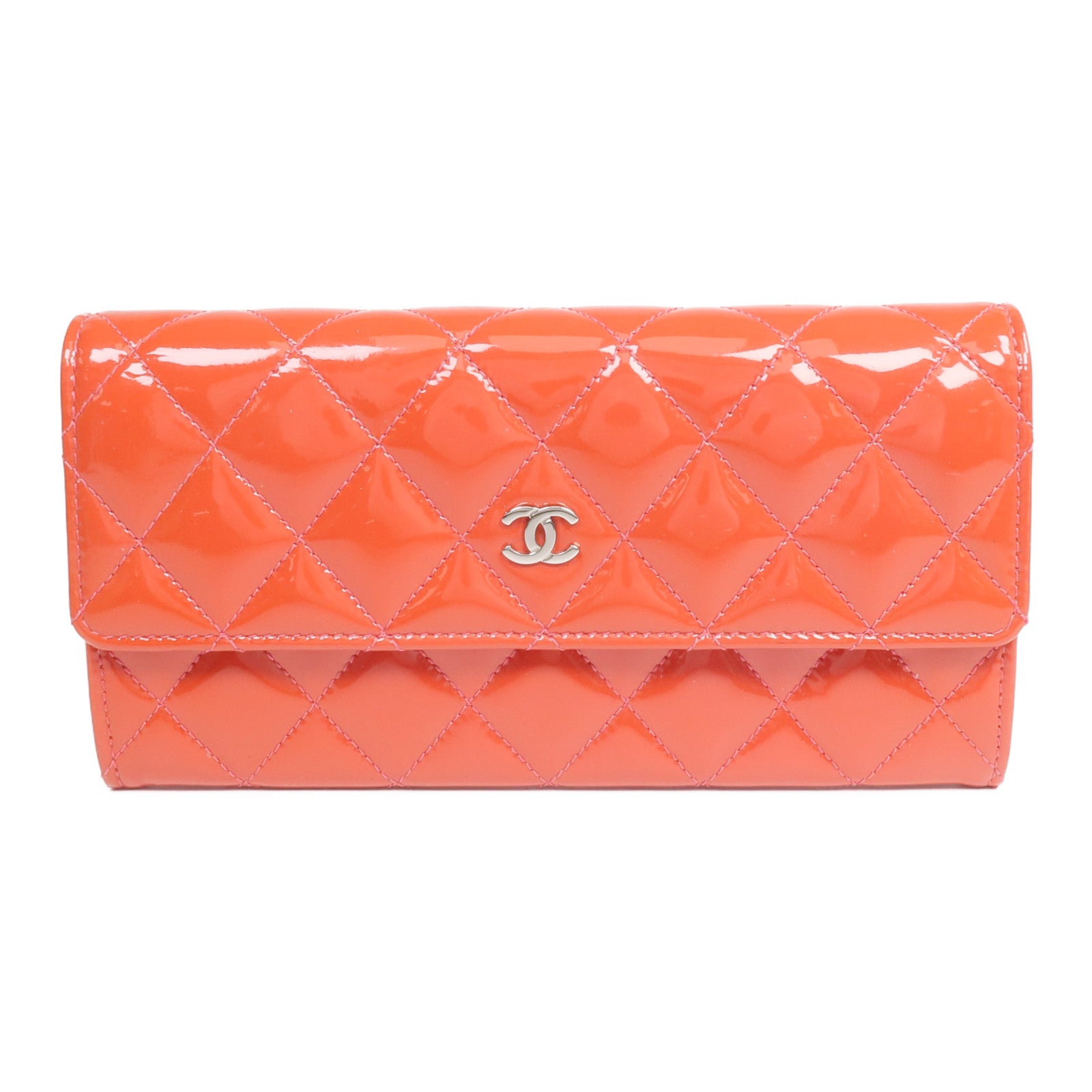 CHANEL 【激減優惠】漆皮皮革Long Wallet銀扣長錢包