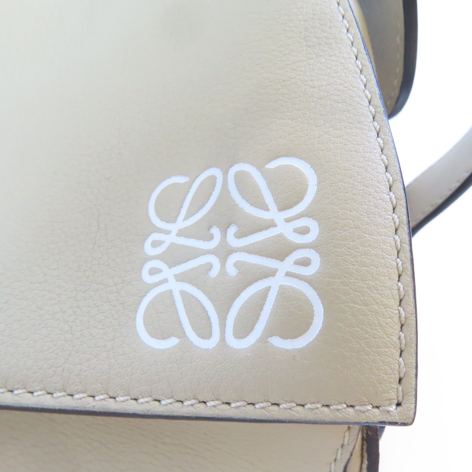 LOEWE 牛皮皮革Large Puzzle銀扣手挽肩背兩用袋淺褐色