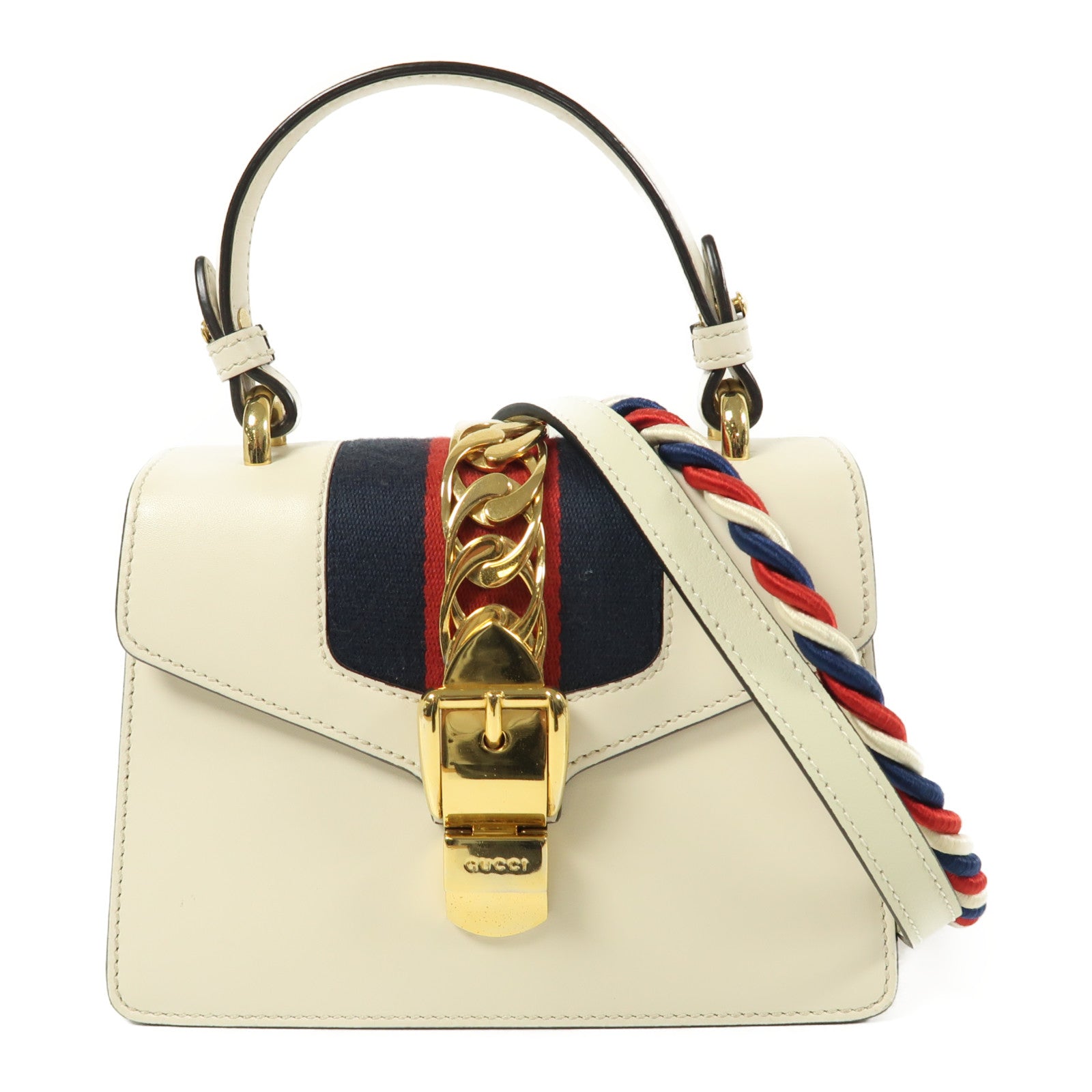 GUCCI 牛皮皮革Sylvie金扣手挽肩背兩用袋