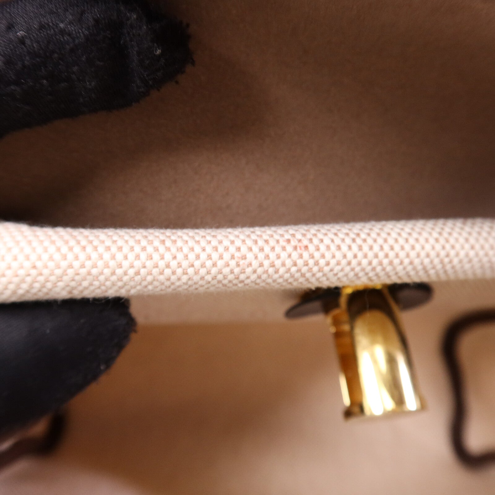 HERMES 帆布/Hunter皮革Mini Herbag金扣肩背袋Chocolat